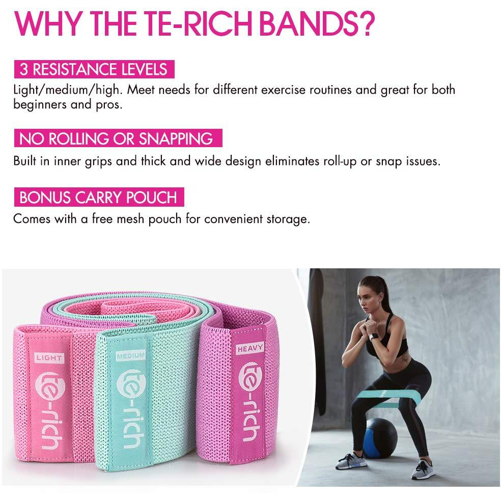 Resistance Bands  Fabric Workout Bands For Women & Men  Cloth Booty Resistance Loop Bands  Non-Slip Thick Squat Bands For Butt  Legs  Thigh  Hip And Glute Excersing  Home Fitness  Pilates  Yoga