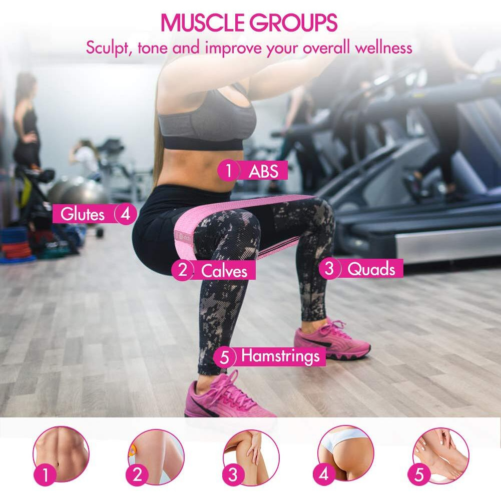 Resistance Bands  Fabric Workout Bands For Women & Men  Cloth Booty Resistance Loop Bands  Non-Slip Thick Squat Bands For Butt  Legs  Thigh  Hip And Glute Excersing  Home Fitness  Pilates  Yoga