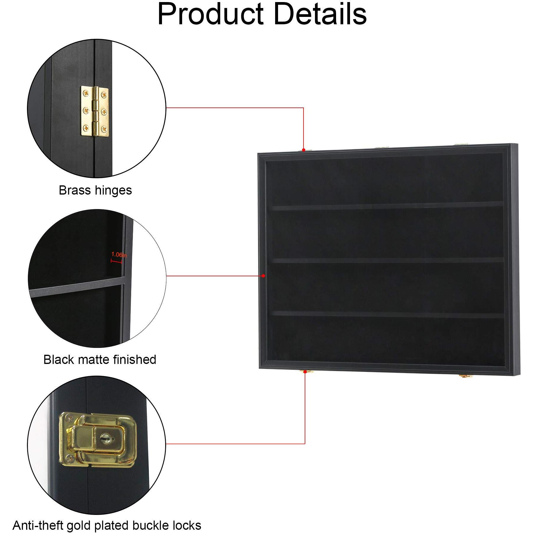 Graded Sports Card Display Case Lockable Trading Card Collector Wall Display Holder For Baseball Basketball Football Hockey Cards  98% Uv Protection Acrylic(Black)