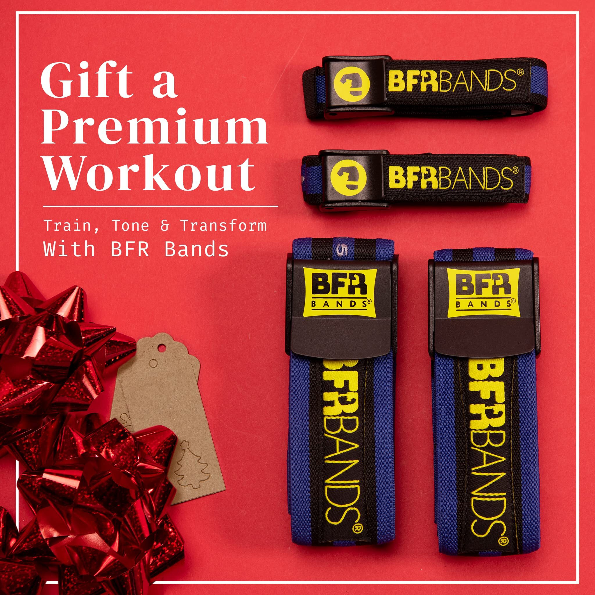 Bfr Bands Pro 4-Pack Bundle Blood Flow Restriction Bands For Arms And Legs - Occlusion Training Bands Help You Gain Muscle Without Heavy Weight Lifting  Strong Elastic Strap + Quick-Release