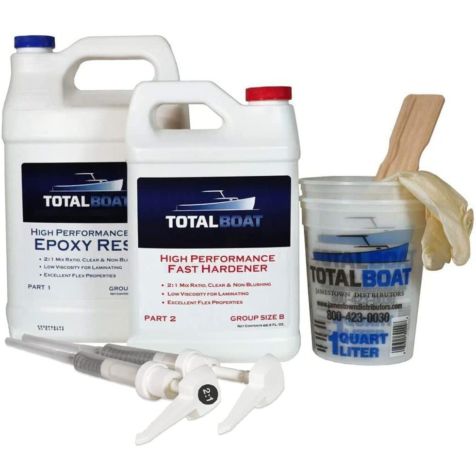Totalboat High Performance Epoxy Kit  Crystal Clear Marine Grade Resin And Hardener For Woodworking  Fiberglass And Wood Boat Building And Repair (Gallon  Fast)