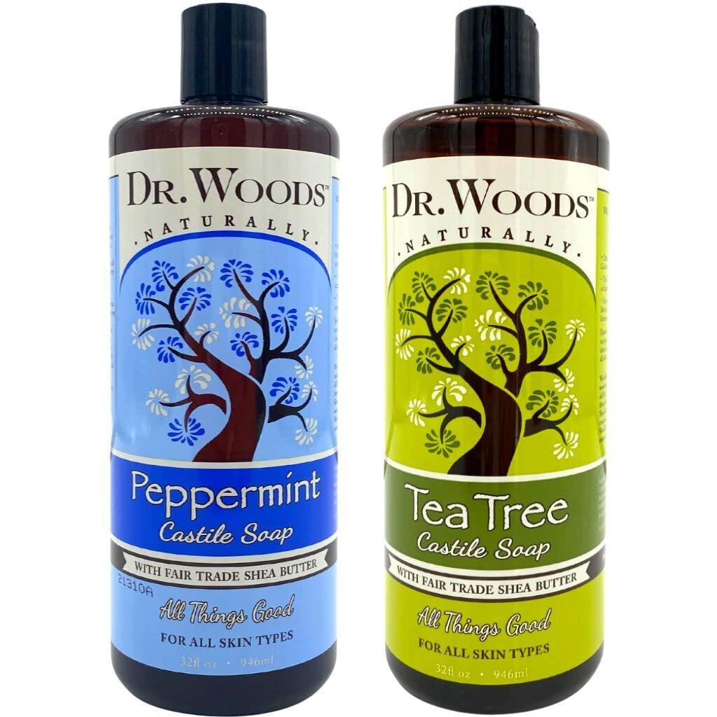 Dr Woods Peppermint  Tea Tree Liquid Castile Soap With Organic Shea Butter Variety 2 Pack