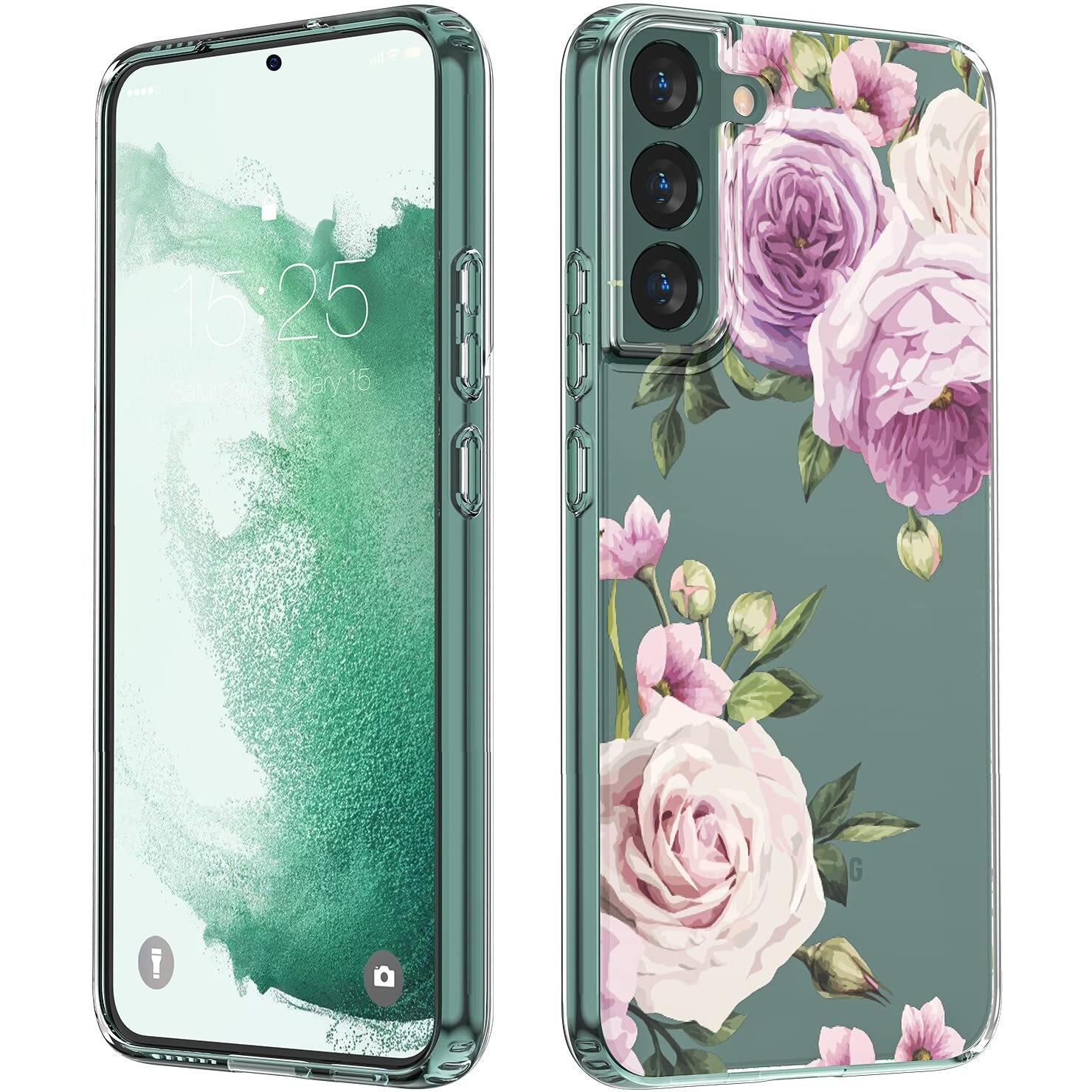 Milprox Compatible With Samsung Galaxy S22 Flower Case  Cute Case Design For Girls Women Shockproof Floral Pattern Hard Back For Samsung Galaxy S22 5G Phone 2022 6.1 Inches-Peony