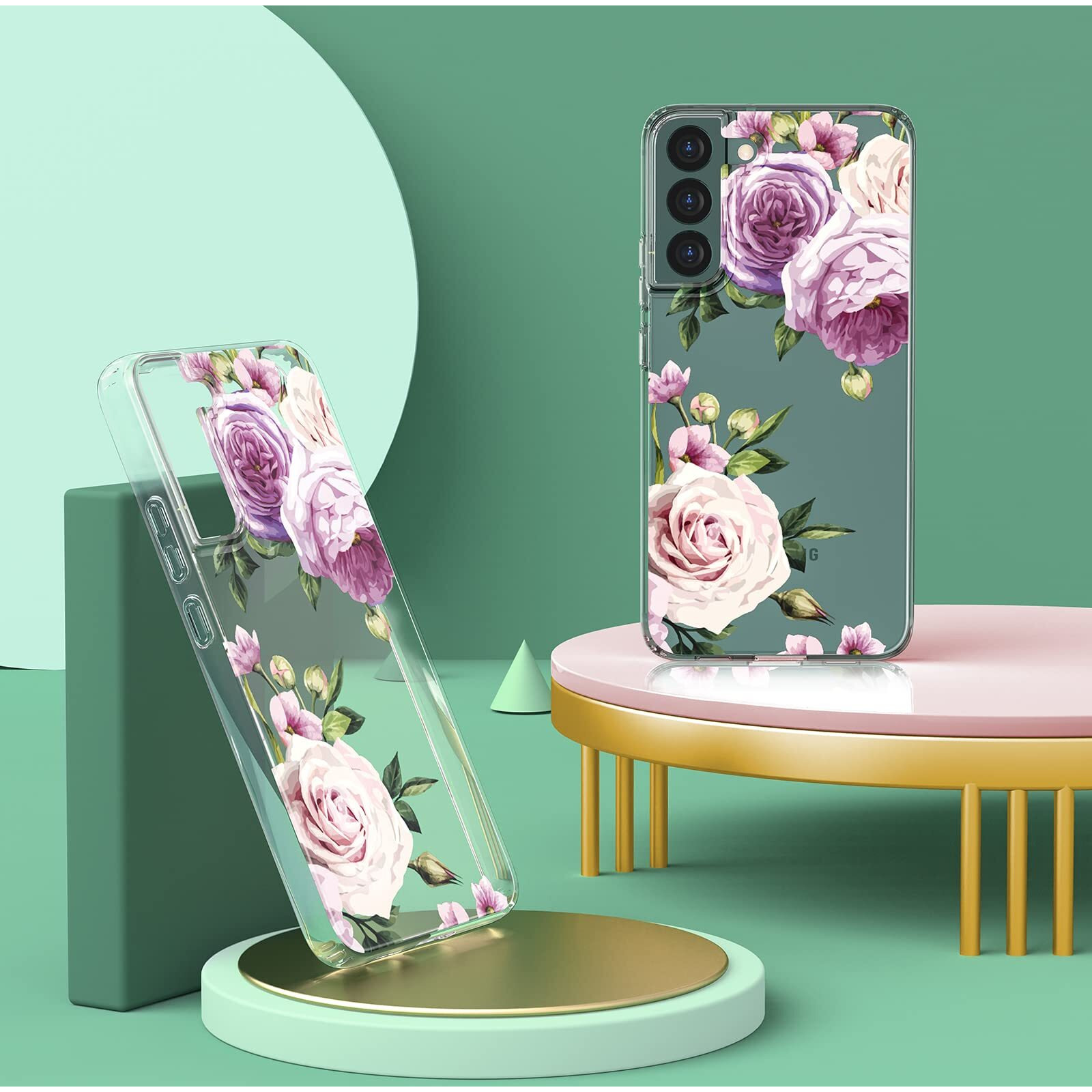 Milprox Compatible With Samsung Galaxy S22 Flower Case  Cute Case Design For Girls Women Shockproof Floral Pattern Hard Back For Samsung Galaxy S22 5G Phone 2022 6.1 Inches-Peony