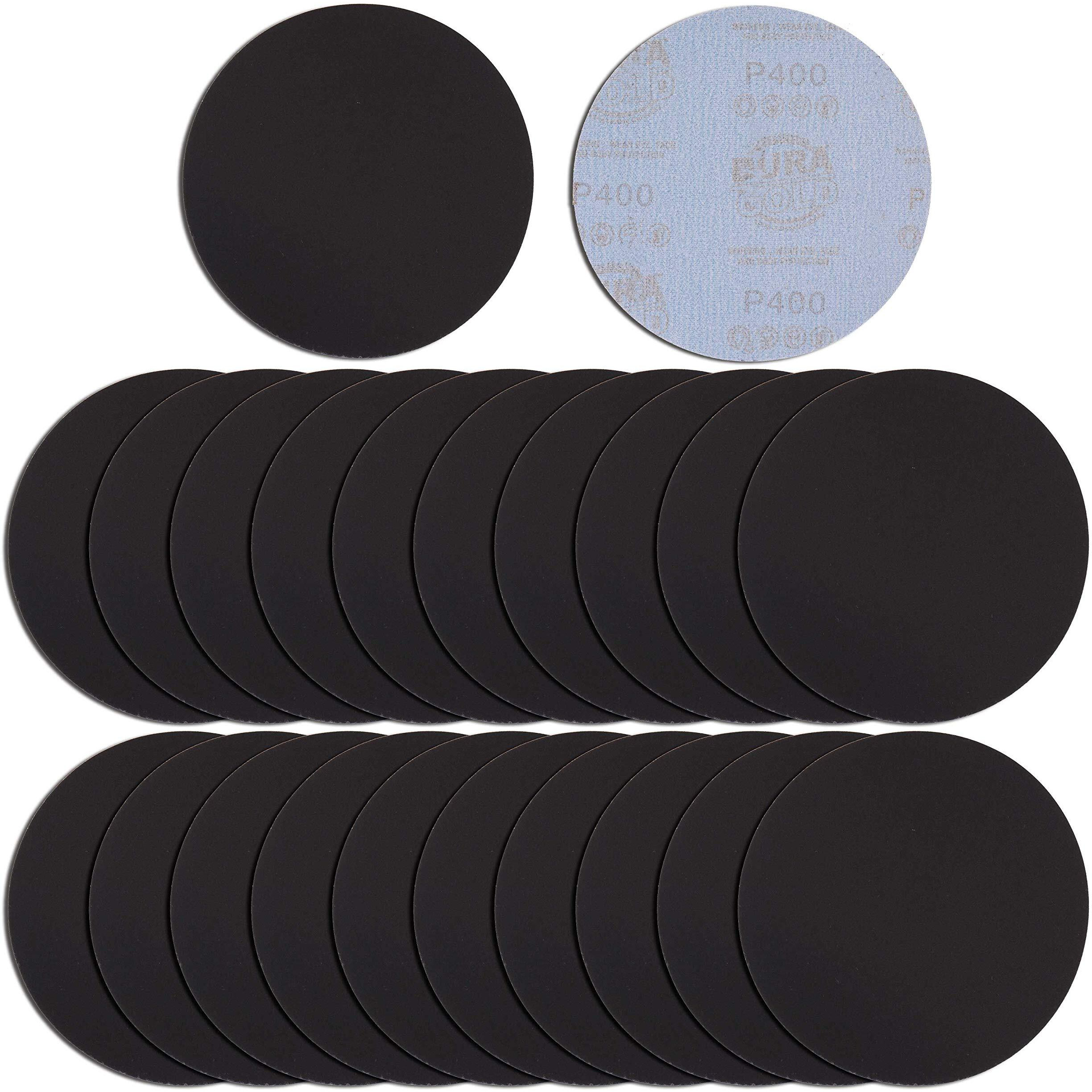 Dura-Gold Premium 6 Wet Or Dry Sanding Discs - 400 Grit (Box Of 20) - High-Performance Sandpaper Discs With Hook  Loop Backing  Fast Cutting Silicon Carbide - Hand Sand  Orbital Sander Car Polishing