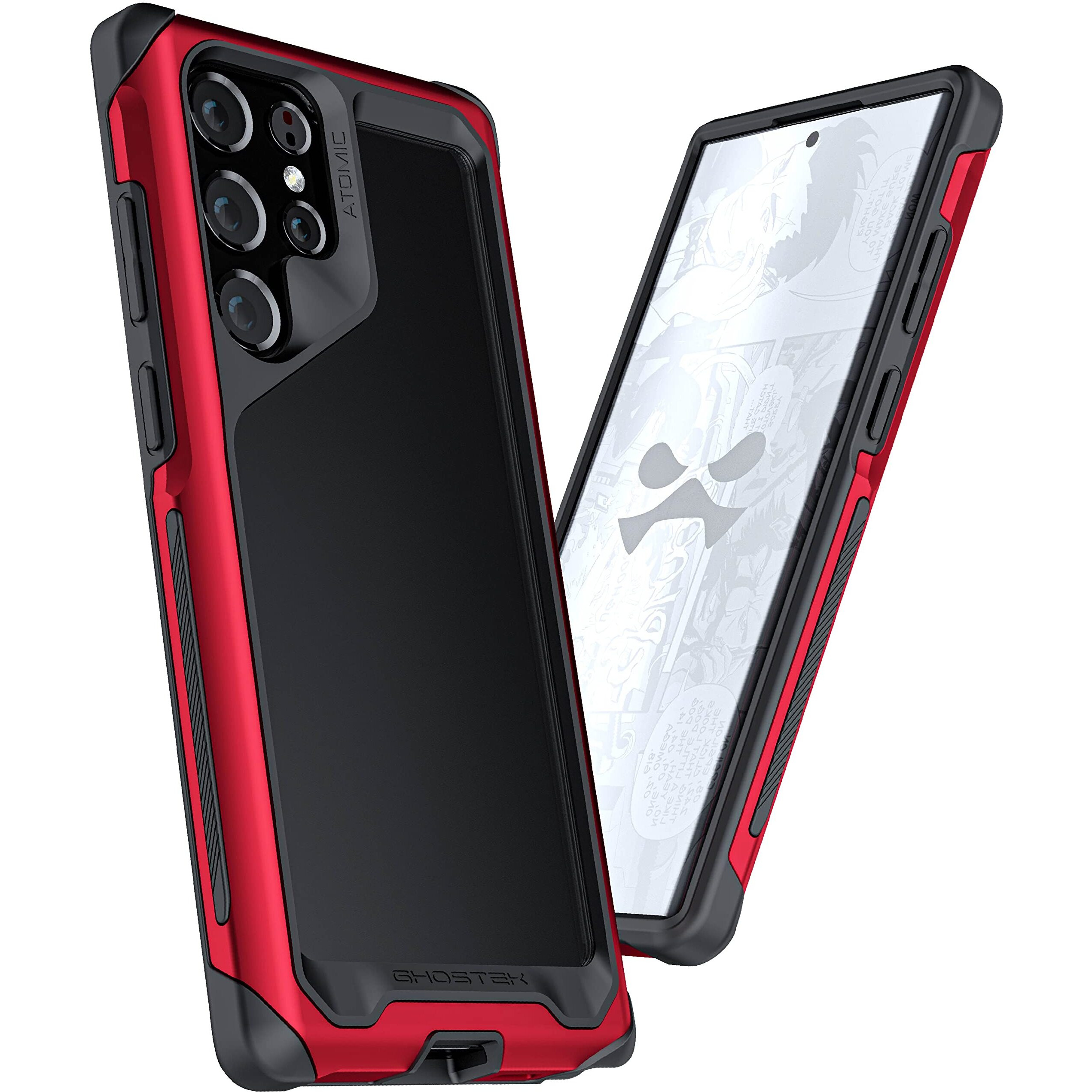 Ghostek Atomic Slim Samsung S22 Plus Case With Clear Back And Strong Aluminum Bumper Heavy Duty Military Grade Shockproof Lightweight Metal Phone Covers Designed For 2022 Galaxy S22+ 5G (6.6 In) (Red)
