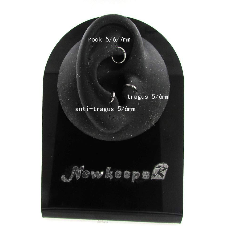 Newkeepsr 3Pcs-0.8Mm(20G) Nose Hoop Seamless Small Tiny Rings  316L Steel Hinged Clicker Segment Cartilage Tragus Earrings-5/6/7Mm