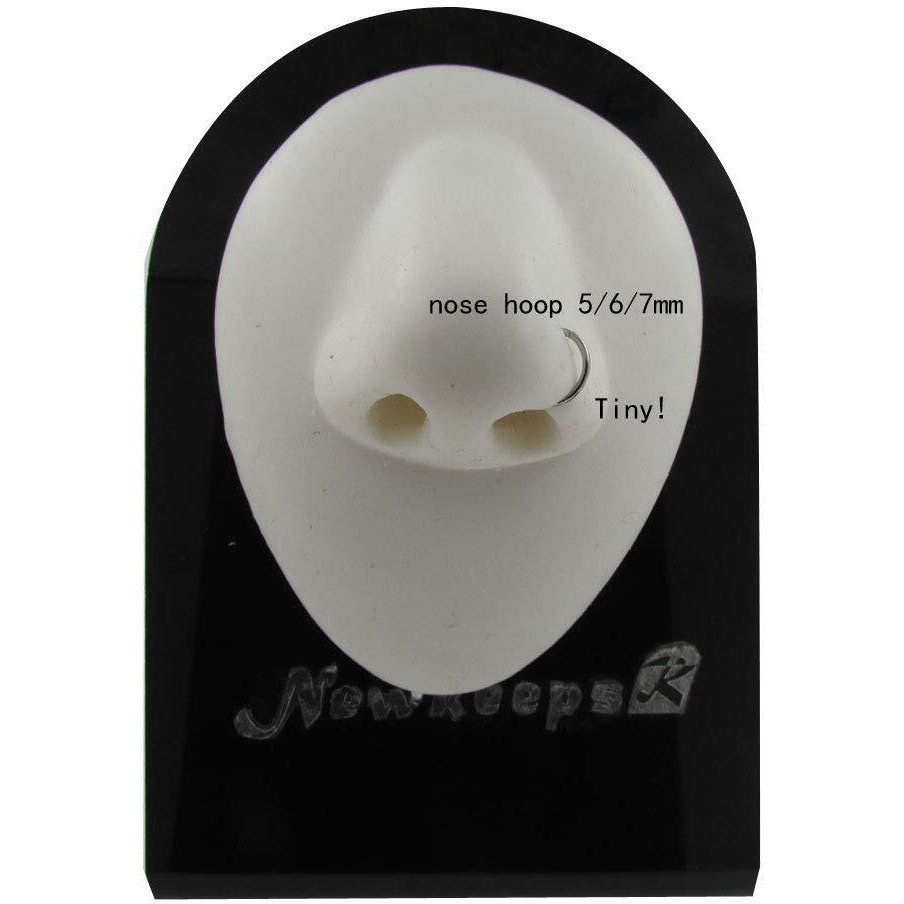 Newkeepsr 3Pcs-0.8Mm(20G) Nose Hoop Seamless Small Tiny Rings  316L Steel Hinged Clicker Segment Cartilage Tragus Earrings-5/6/7Mm