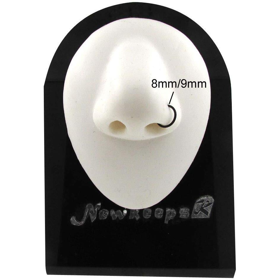 Newkeepsr 3Pcs-0.8Mm Black Anodised Hinged Clicker Nose Hoop Rings  20 Gauge 316L Steel Seamless Segment Sleeper Earrings Piercing-8/9/10Mm