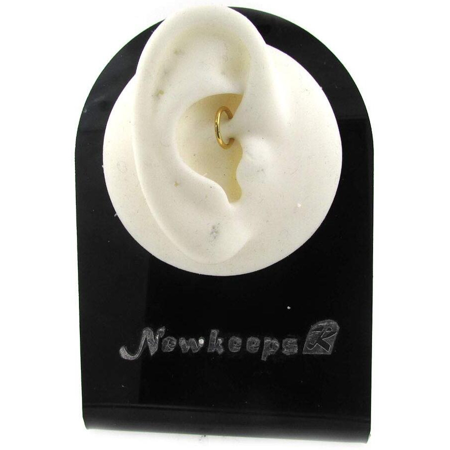 Newkeepsr 3Pcs-1.2Mm Gold Anodised Hinged Clicker Nose Hoop Rings  16 Gauge 316L Steel Seamless Segment Sleeper Earrings Piercing-8/9/10Mm