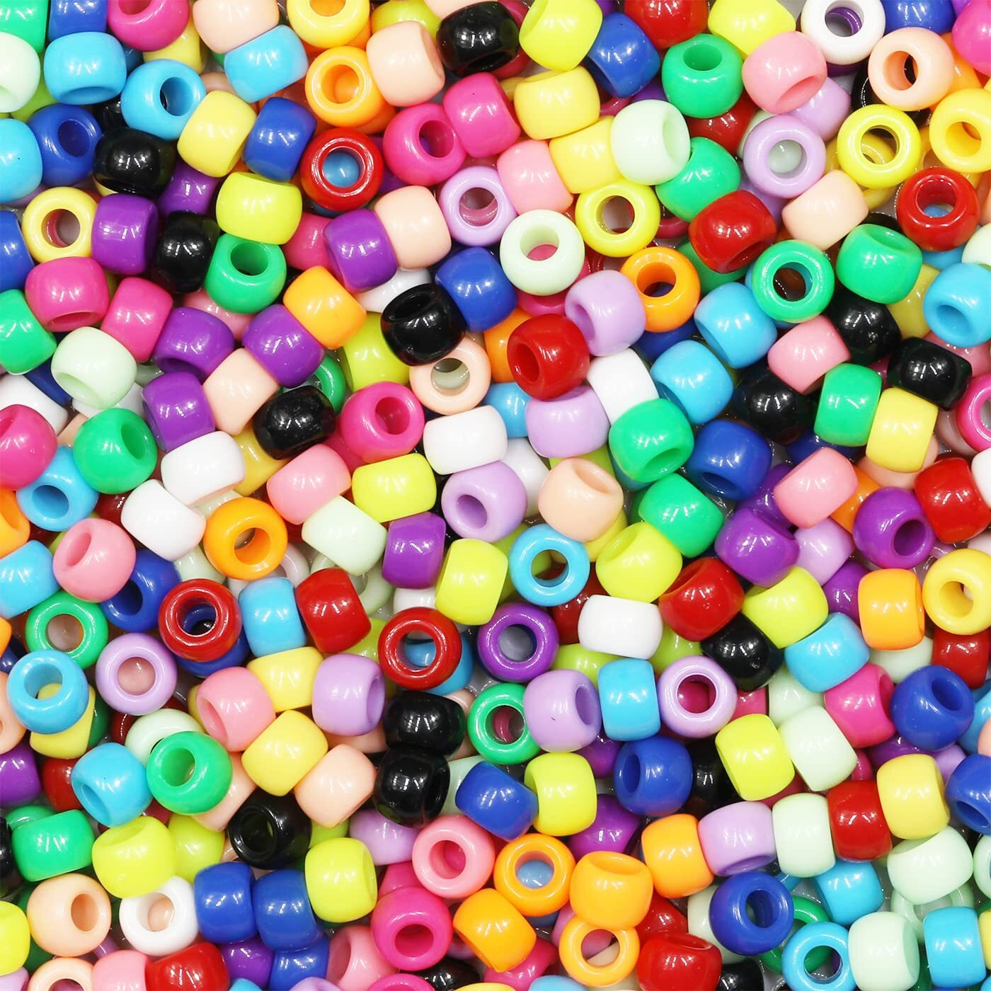 Voomolove 1000 Pcs (Multicolor Mix)6X9Mm Pony Beads  Bracelet Beads  Beads For Hair Braids  Beads For Crafts  Plastic Beads  Hair Beads For Braids 6X9Mm (Multicolor Mix)