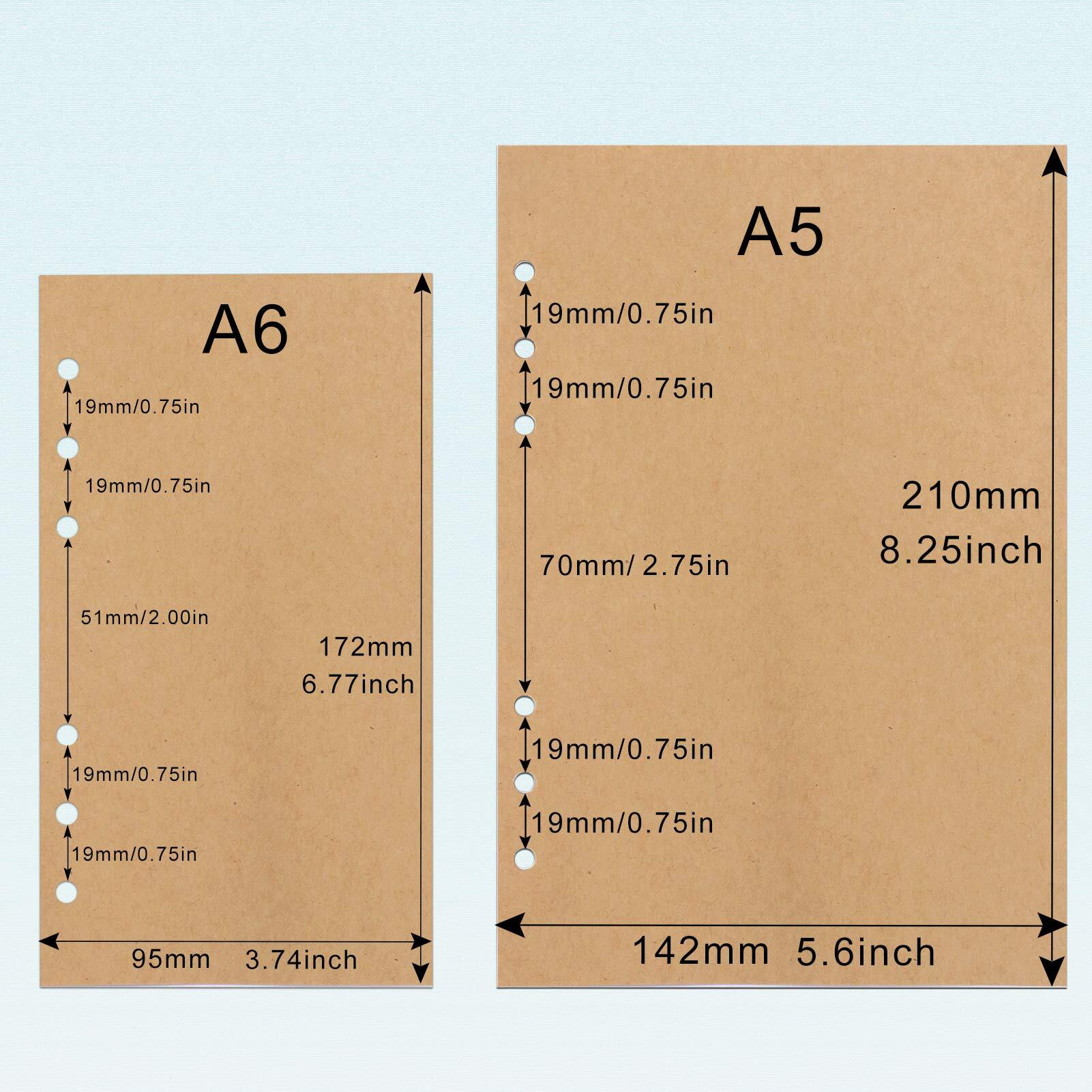 A6 Refill Paper  [3 Pack] Toplive 100Gsm Thick Refillable Paper 6 Hole Filler Inserts Loose Leaf Paper 135 Sheets (270 Pages) For 6 Ring Binder Journal Notebook-Kraft Paper