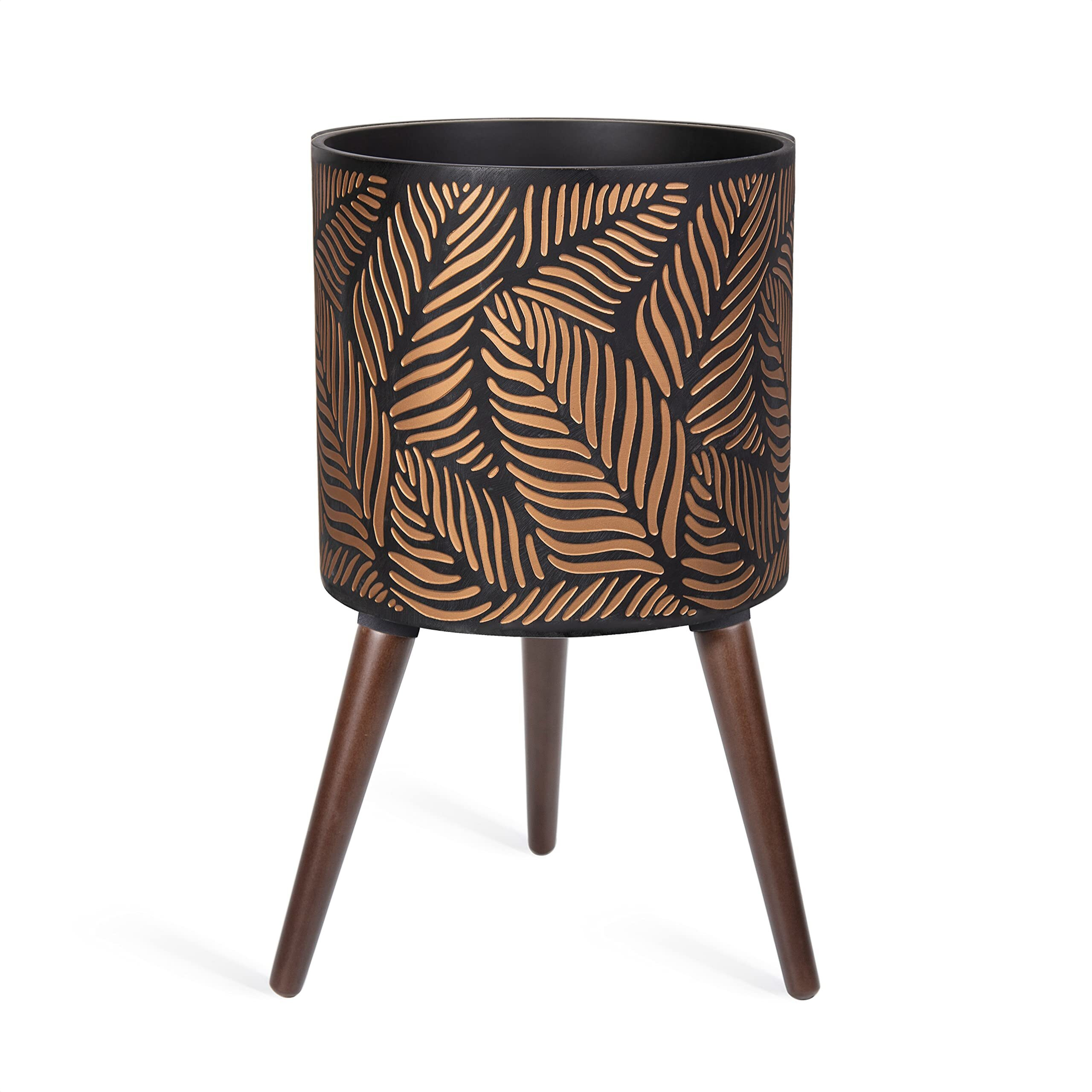 D'Vine Dev 12 Inch Planter Pot With Stand  Mid-Century Tall Plant Pot With Legs For Indoor Plants  Large  Bronze/Grey  88-Lf-L-Bg