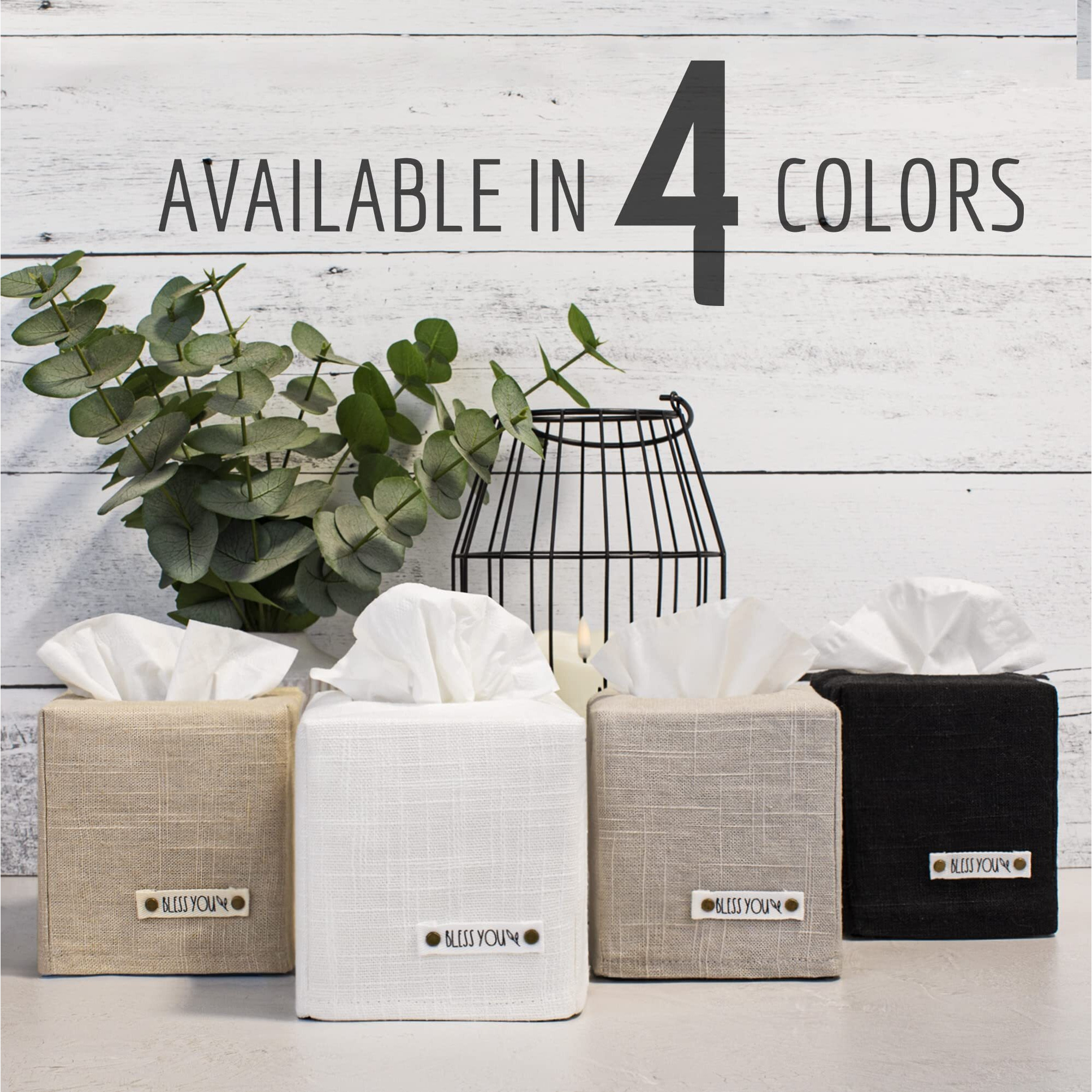 Stylish Tissue Box Cover - This White Linen Holder Instantly Covers Your Square Tissue Boxes - The Perfect Cube Cover For Your Bathroom And Home