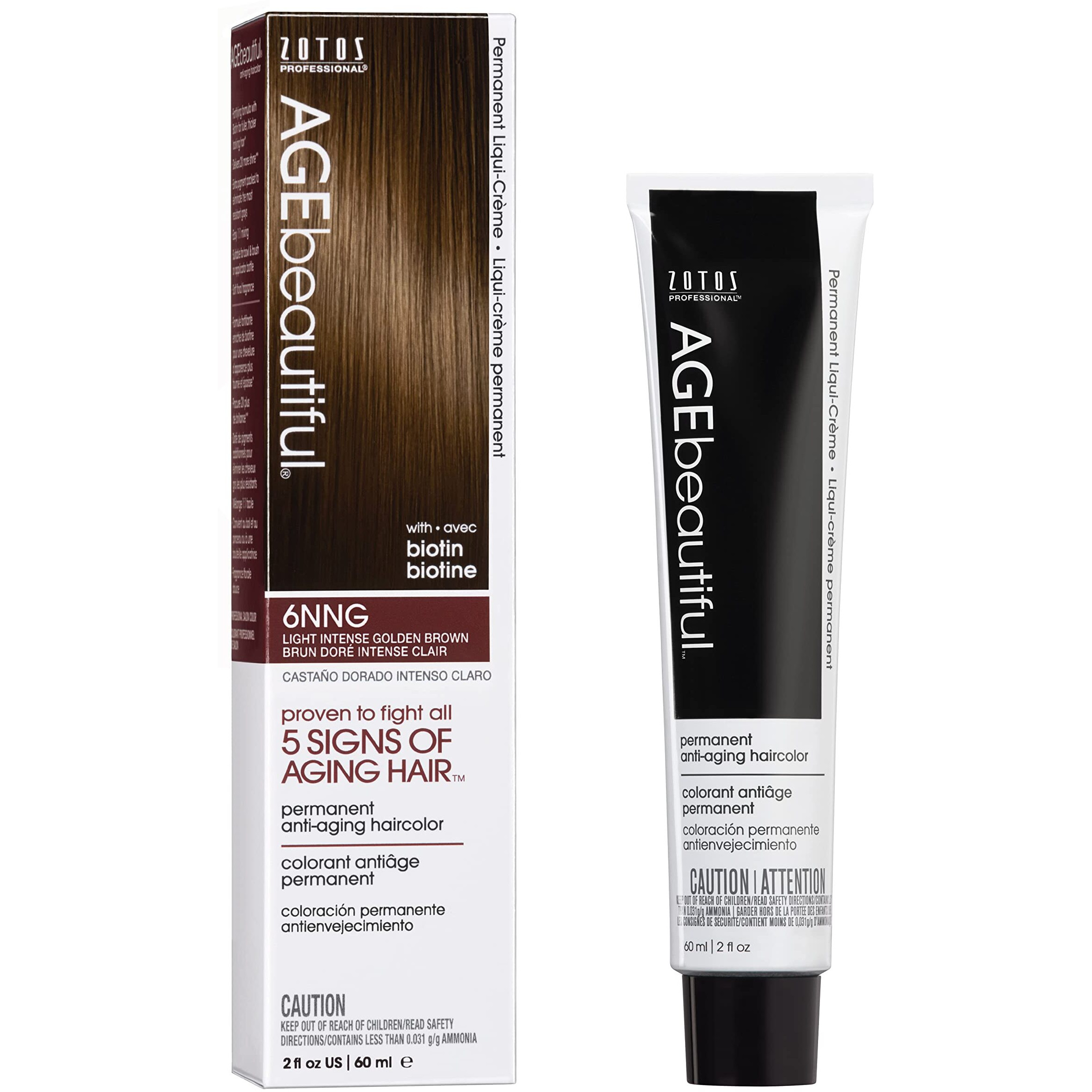 Agebeautiful Permanent Liqui Creme Hair Color Dye | 100% Gray Coverage | Anti-Aging | Professional Salon Coloring | 6Nng Light Intense Golden Brown