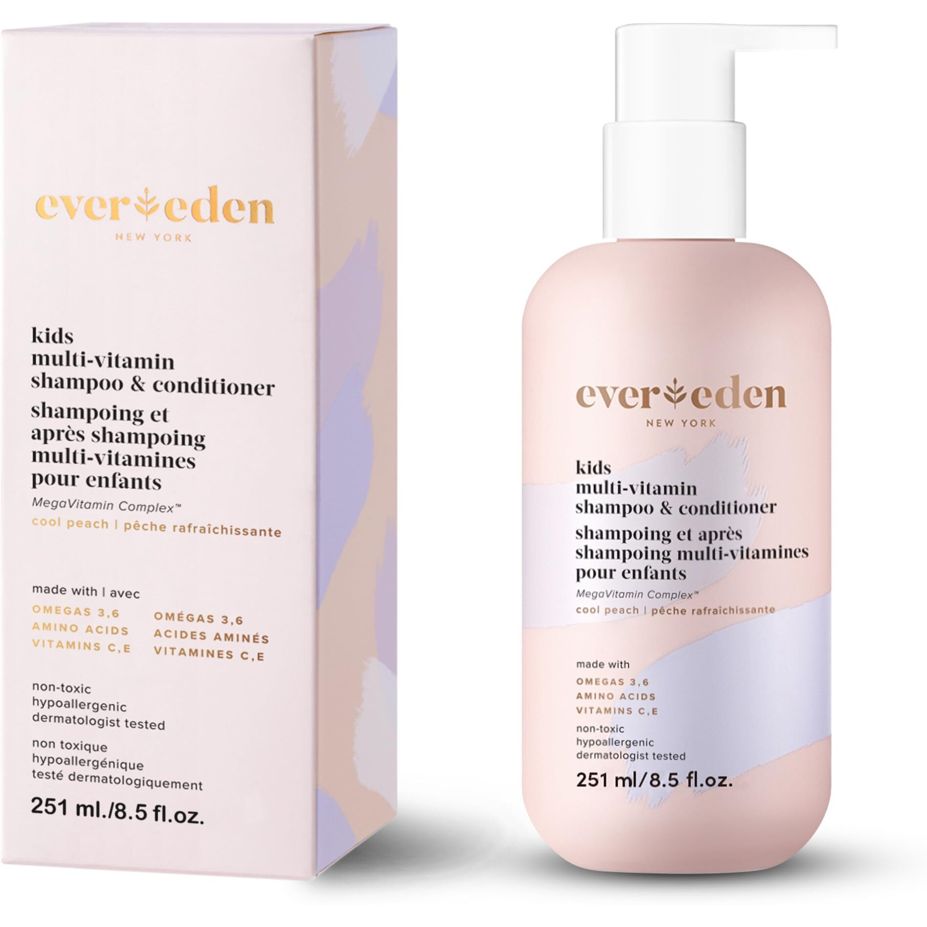 Evereden Kids Shampoo And Conditioner 2 In 1 Cool Peach  8.5 Fl Oz. | Gentle Kids Skin Care | Non-Toxic And Clean Ingredients