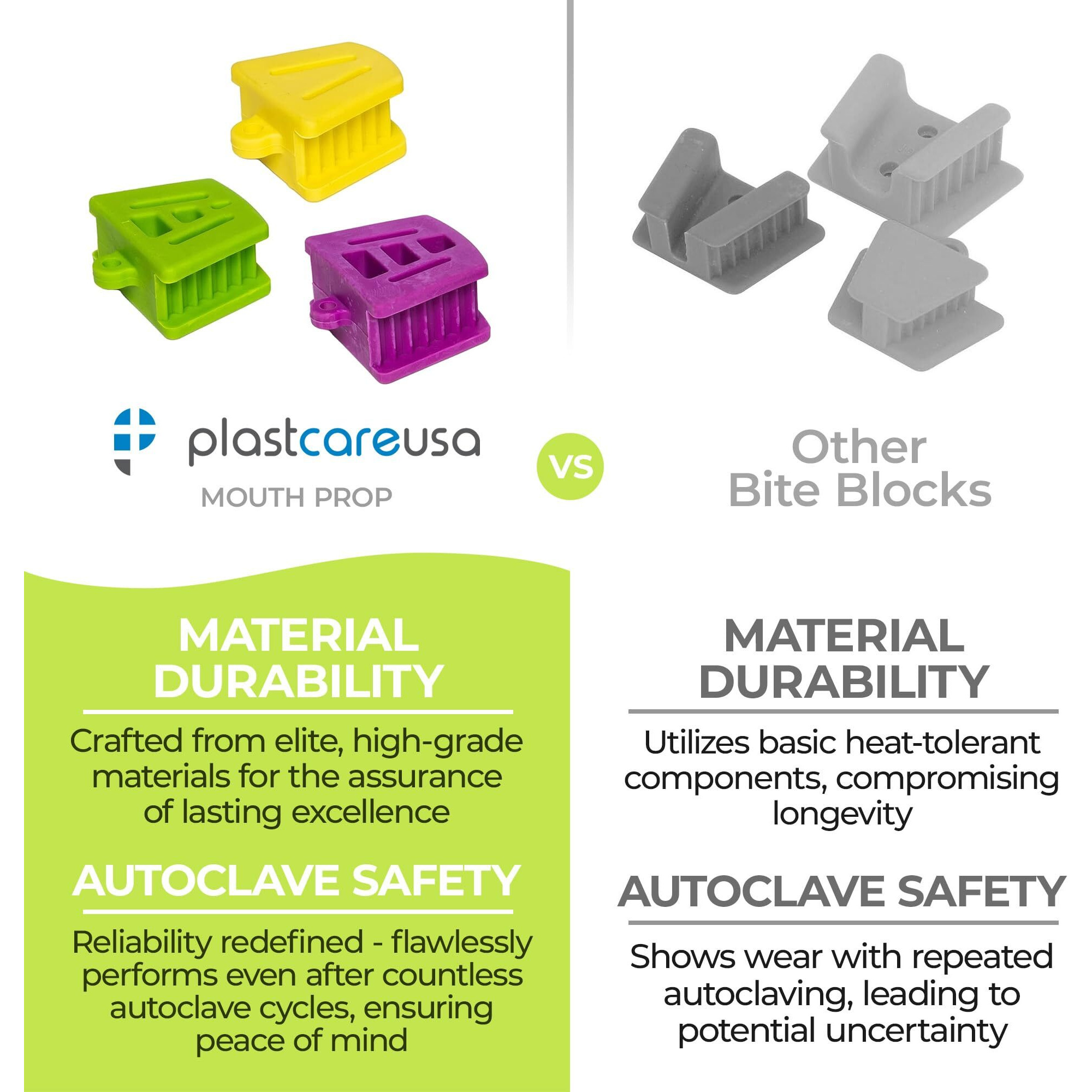 Large Purple Dental Bite Blocks - Autoclave Dental Silicone Mouth Props - Mouth Prop Bite Block Dental (Bag Of 6) By Plastcare Usa