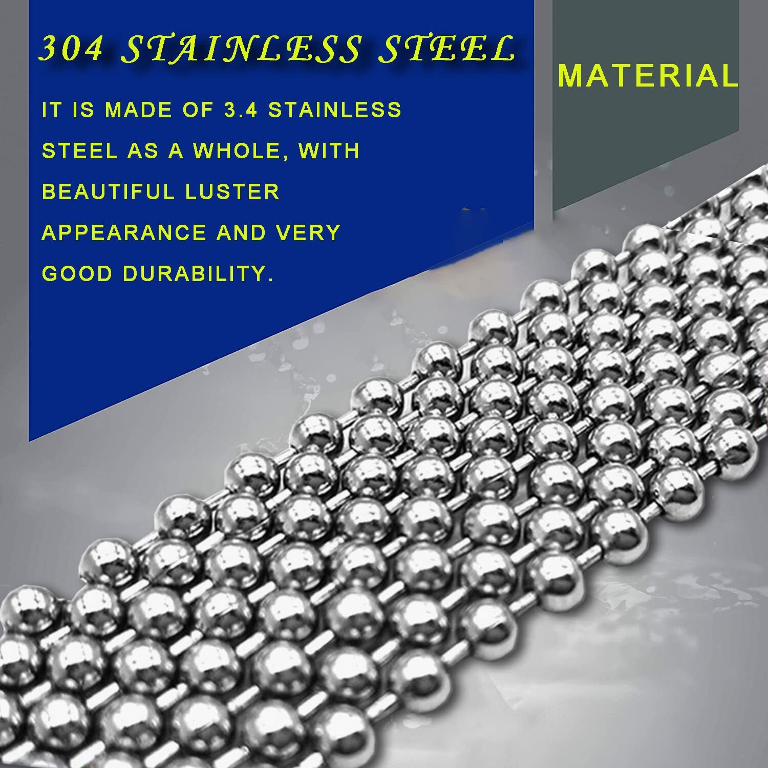 Ball Bead Chain  55Ft Stainless Steel Chain Ball Chain Necklace Bulk With 100 Pieces Matching Connectors Clasps For Jewelry Making  Necklace Hanging  Dog Tag  Diy Crafts