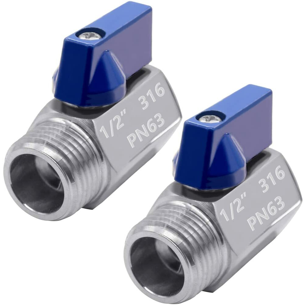 Beduan 1/2 "" Mini Ball Valve  Stainless Steel Female X Male Npt Thread Shut-Off Valve  Pack Of 2