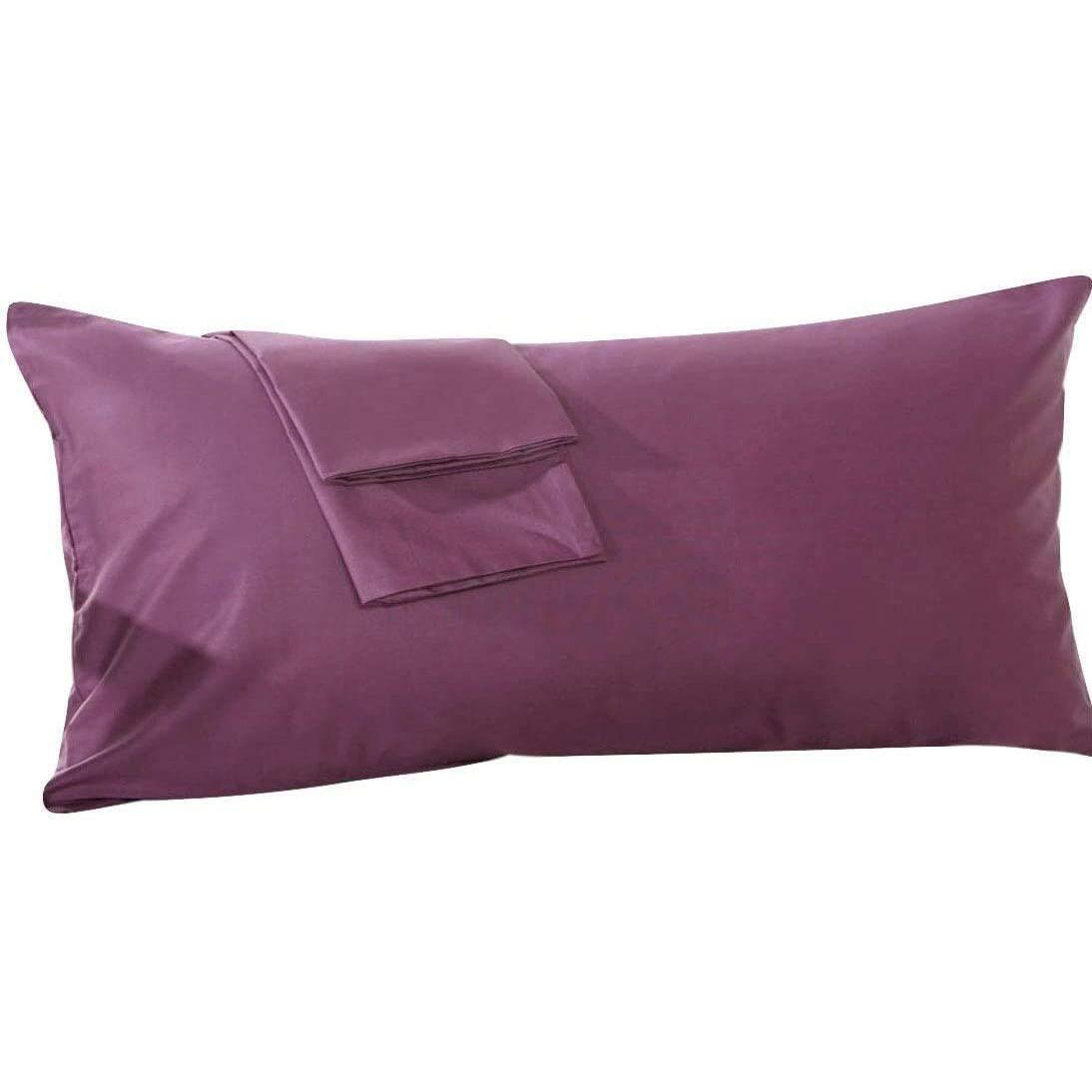Body Pillow Cover 20X48 Body Pillow Case 100% Soft Egyptian Cotton Hotel Quality 1-Pieces Plum Body Pillow Cover Premium 600 Thread Count Body Pillowcase Zipper Closure - 20 X 48  Plum Solid
