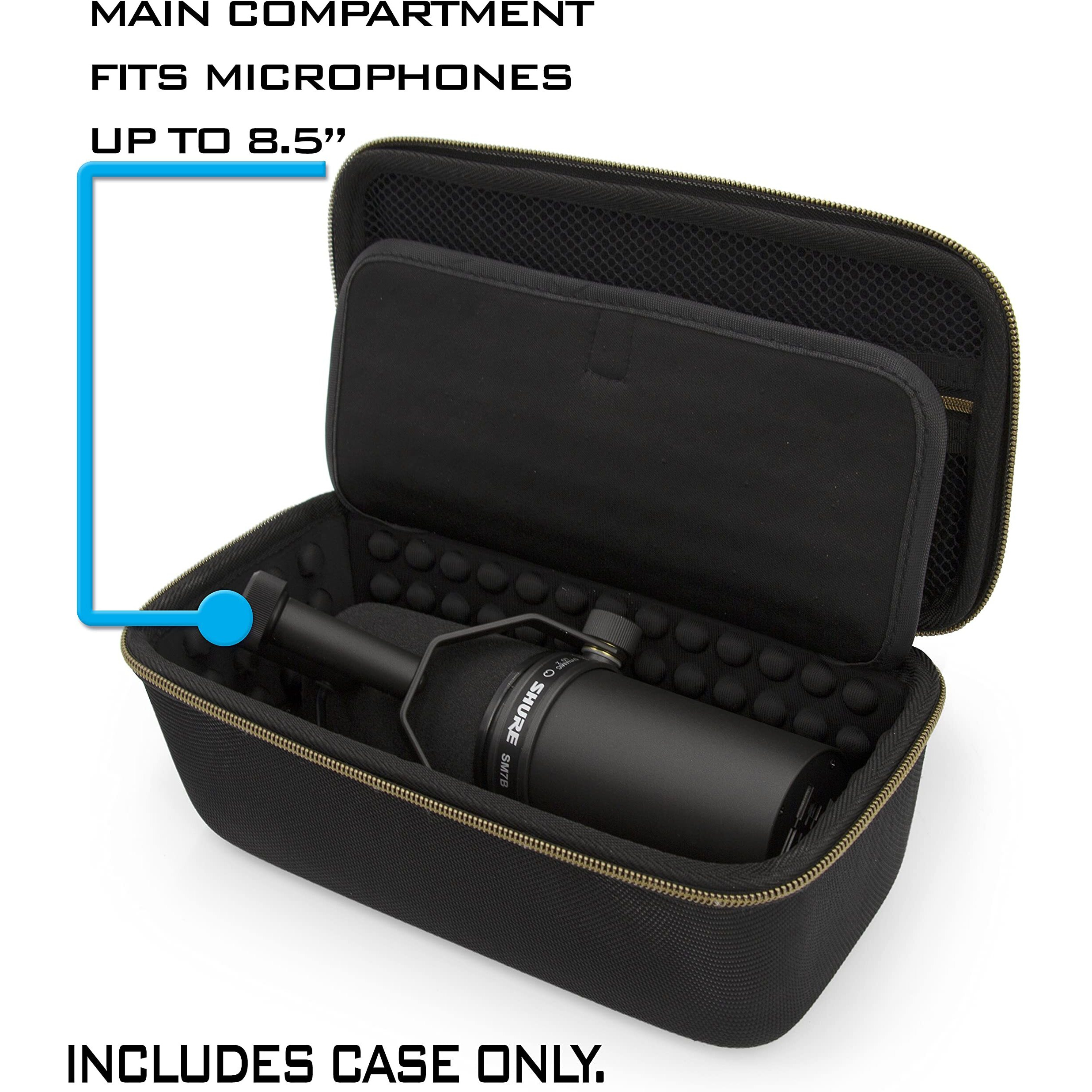 Casematix Studio Case Compatible With Rode Podmic  Shure Sm7B Microphone And Other Large Podcast Mics With Xlr Recording Accessories - Includes Podcasting Mic Bag Only