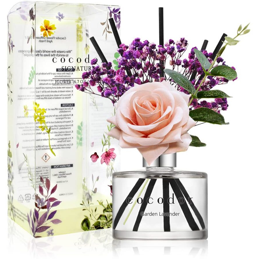 Cocodor Rose Reed Diffuser Set / 6.7Oz / Garden Lavender/Scent Diffuser With Sticks Home Fragrance Reed Diffuser For Bathroom Shelf Decor