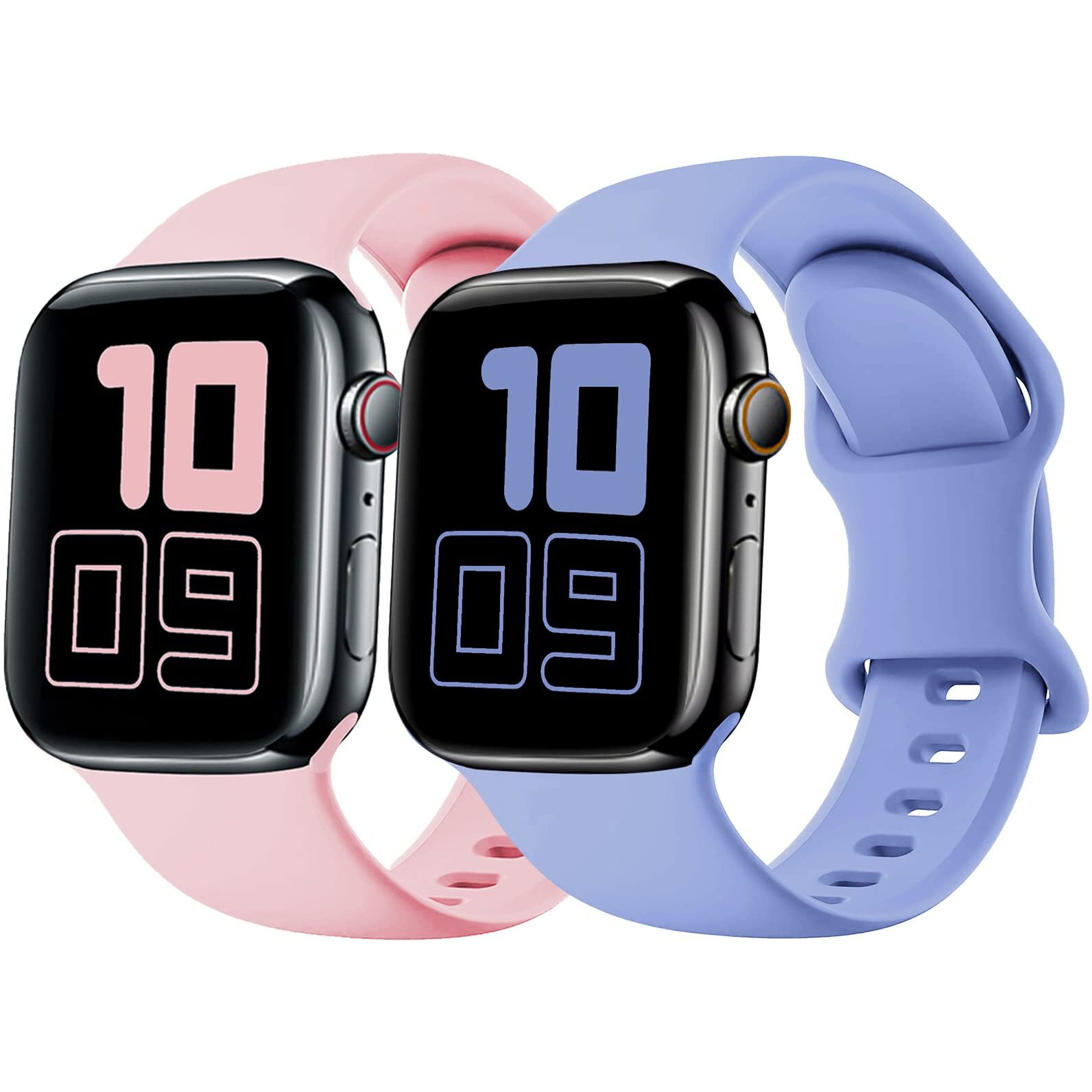 2 Pack Silicone Strap Compatible With Kids Apple Watch Band  Soft Sport Replacement Bands For Iwatch Series10 9 8 7 6 5 4 3 2 1 Se 38Mm 40Mm 41Mm 42Mm  Boys Girls Small Wrists - Pink+Lilacpurle.