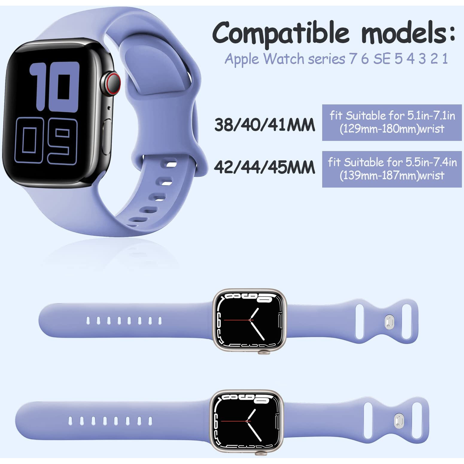 2 Pack Silicone Strap Compatible With Kids Apple Watch Band  Soft Sport Replacement Bands For Iwatch Series10 9 8 7 6 5 4 3 2 1 Se 38Mm 40Mm 41Mm 42Mm  Boys Girls Small Wrists - Pink+Lilacpurle.