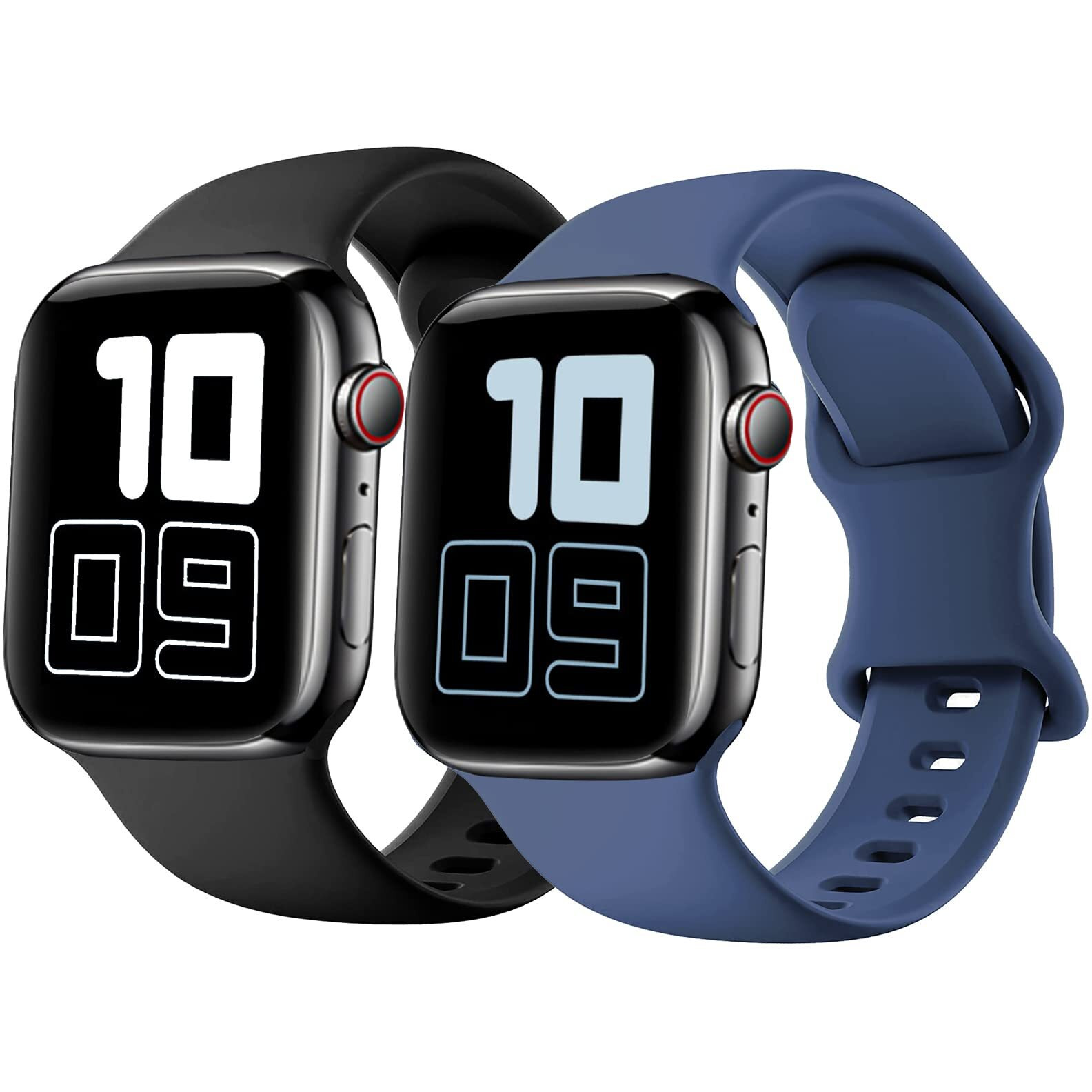 2 Pack Silicone Strap Compatible With Kids Apple Watch Band  Soft Sport Replacement Bands For Iwatch Ultra Series 10 9 8 7 6 5 4 Se 42Mm 44Mm 45Mm 46Mm 49Mm  Boy Girl Small Wrist - Black+Navyblue.