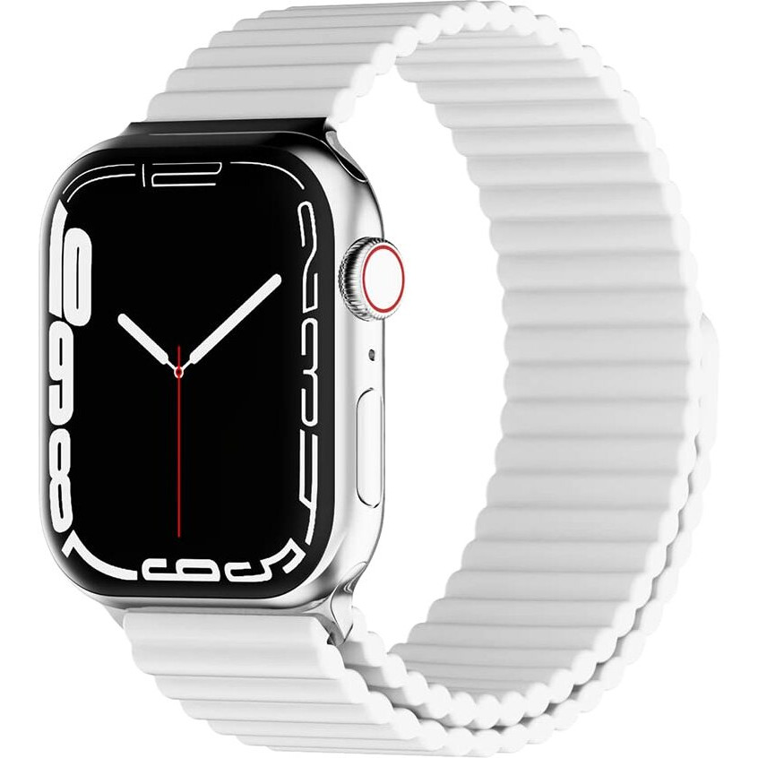Heike Magnetic Silicone Band Compatible With Apple Watch Band 38Mm 40Mm 41Mm 42Mm For Men Women Sport Loop Adjustable Replacement Wristband Strap For Iwatch Ultra 2 Se Series10 9 8 7 6 5 4 3 2 1 White