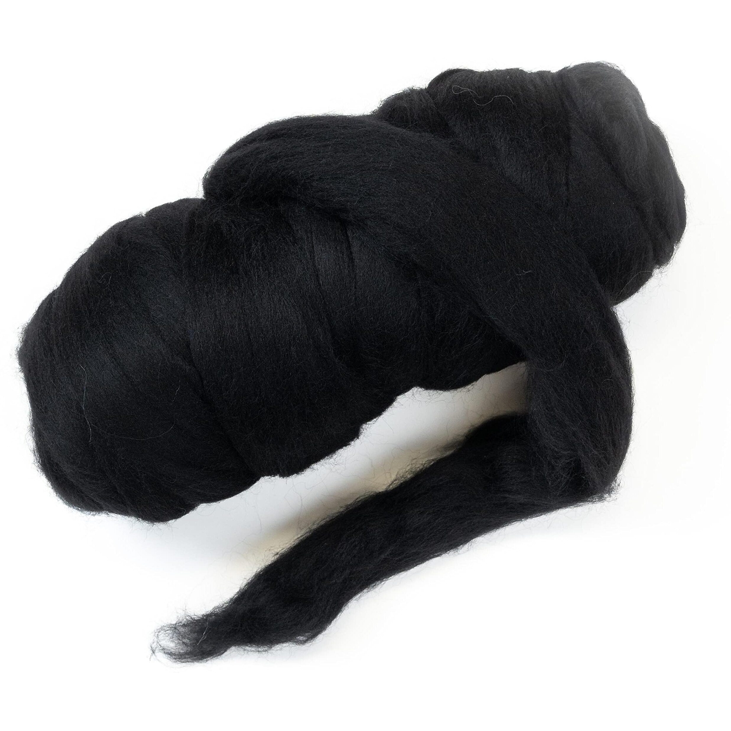 Kondoos Colored Natural Wool Roving  1 Lb Best Wool For Needle Felting  Wet Felting  Handcrafts And Spinning (Total Black  1 Lb)