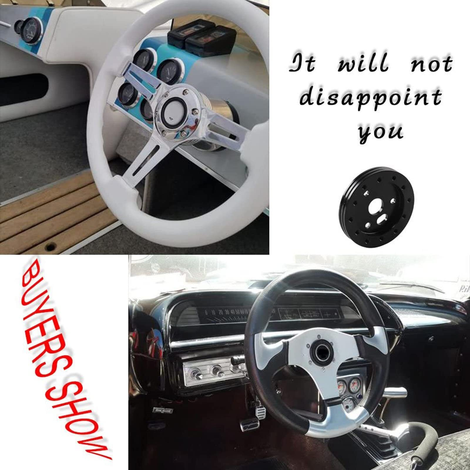 Rulline 1"" Steering Wheel Hub Adapter Conversion Spacer 6 Hole To 3 Hole Steering Wheel Adapter Grant Adapter Boss Kit Silver