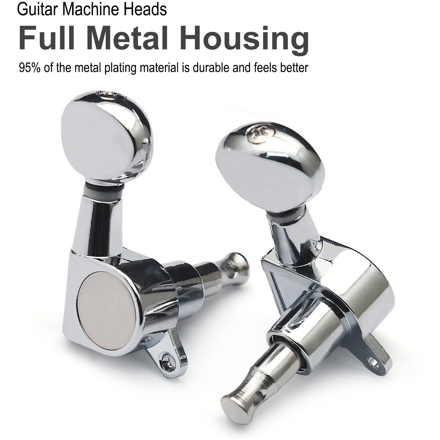 Saphue 2R2L Ukulele Tuning Pegs Parts Small Oval Concave Button Sealed-Gear String Tuners Tuning Pegs Key Machine Heads For Ukulele (Chrome)