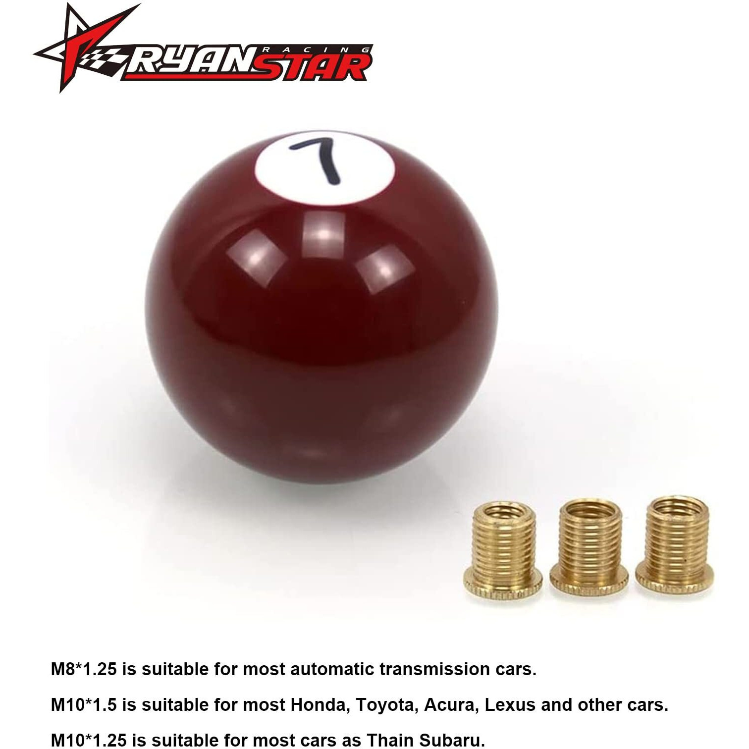 Ryanstar Shifter 7 Ball Billiard Pool Custom Shift Knob Universal Stick Shifter Knobs For Car Suv Bus Truck