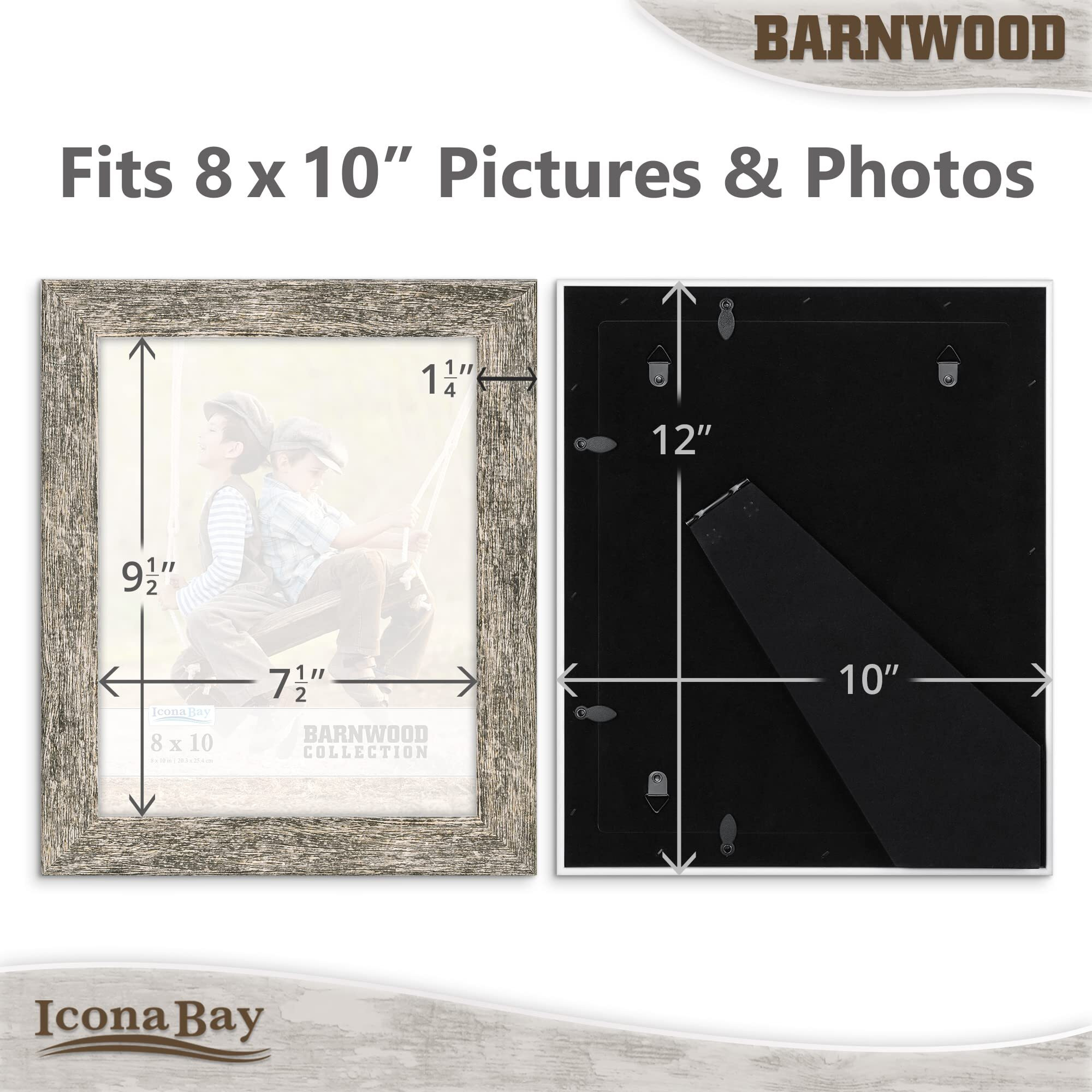 Icona Bay 8X10 Brown Oak Picture Frame  Country Rustic Style 8 X 10 Photo Frame  Table Top Or Wall Mount  Barnwood Collection