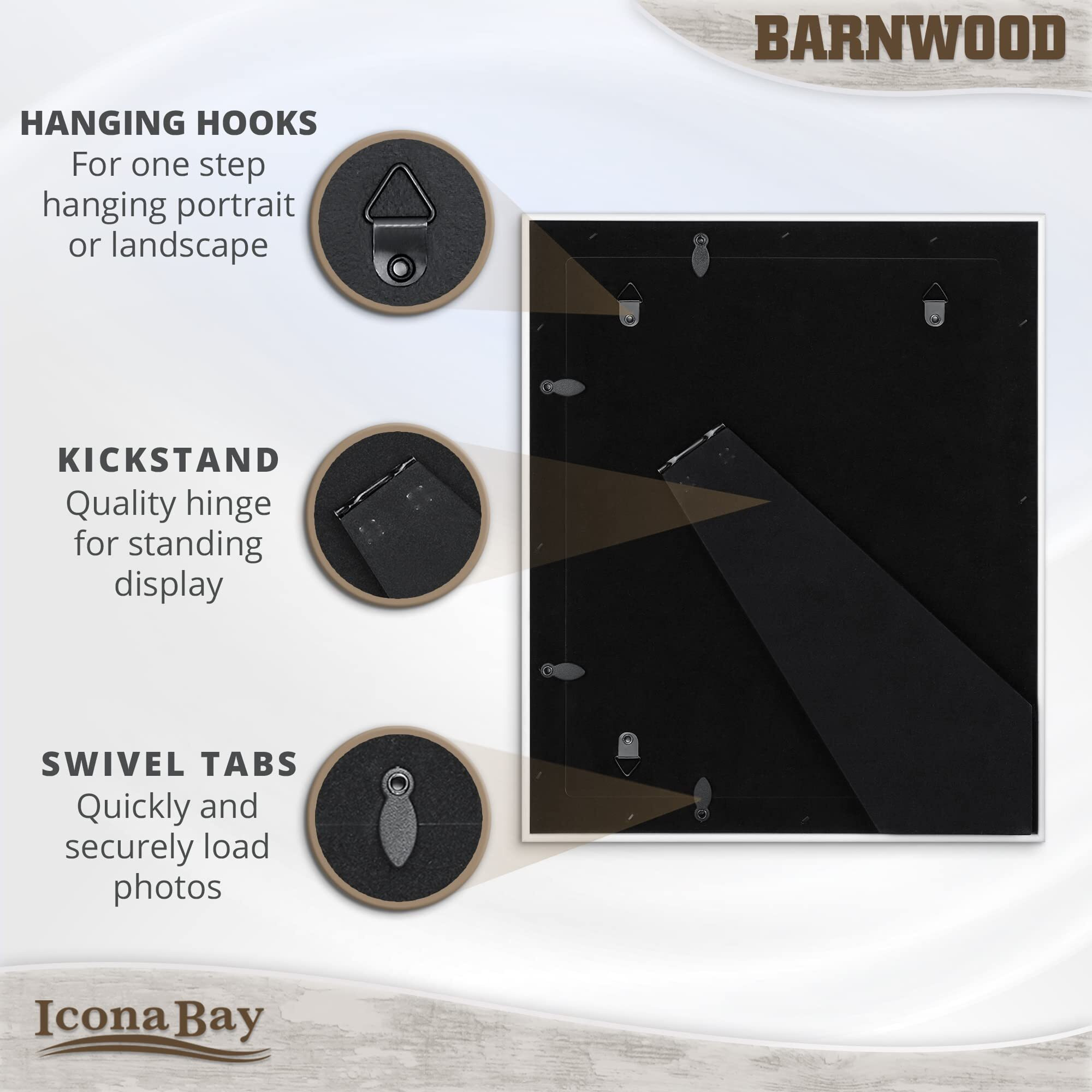 Icona Bay 8X10 Brown Oak Picture Frame  Country Rustic Style 8 X 10 Photo Frame  Table Top Or Wall Mount  Barnwood Collection