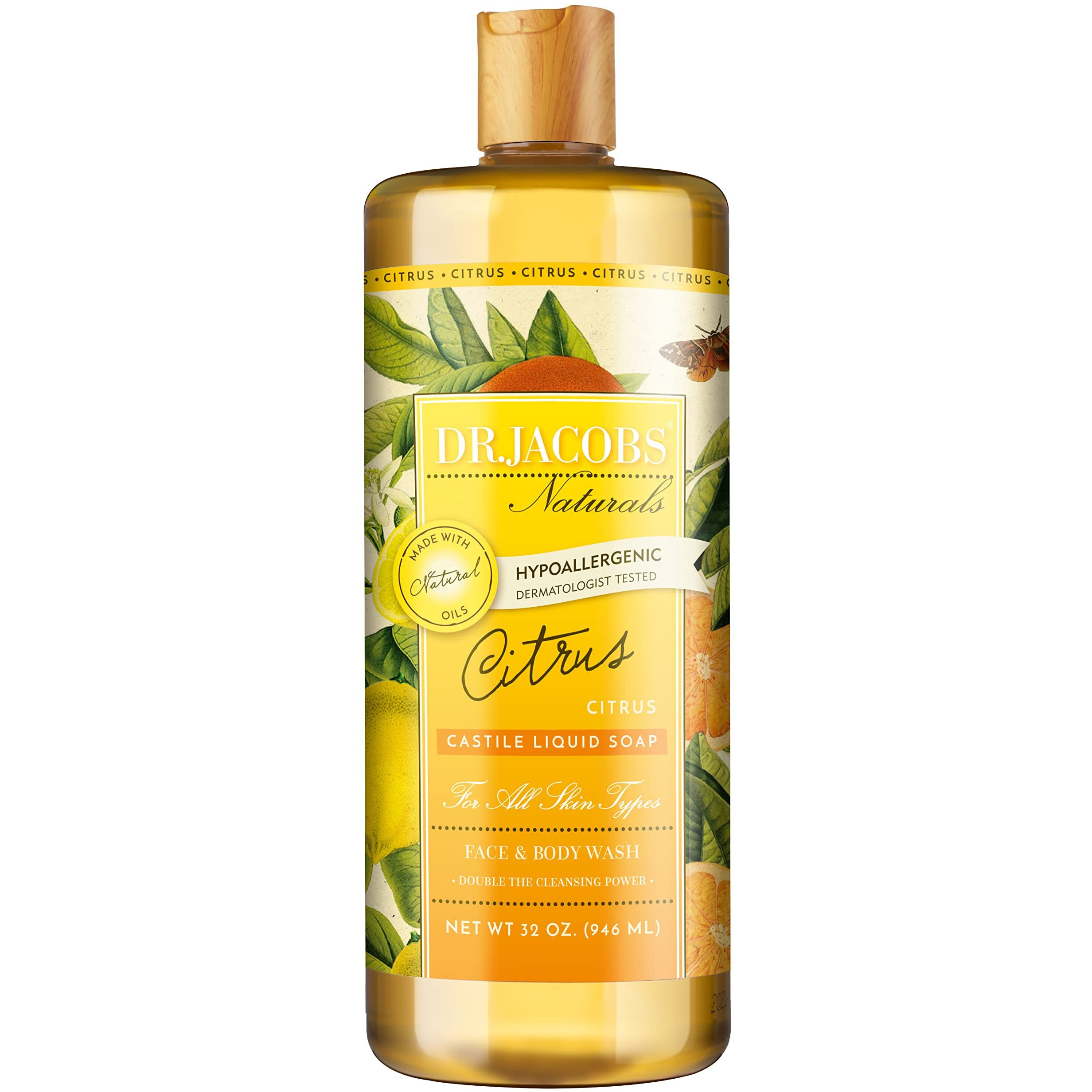 Dr Jacobs Naturals All-Natural Castile Body Wash With Plant-Based Ingredients - Gentle And Effective - Sulfate-Free  Paraben-Free  And Cruelty-Free Formula For Nourished Skin