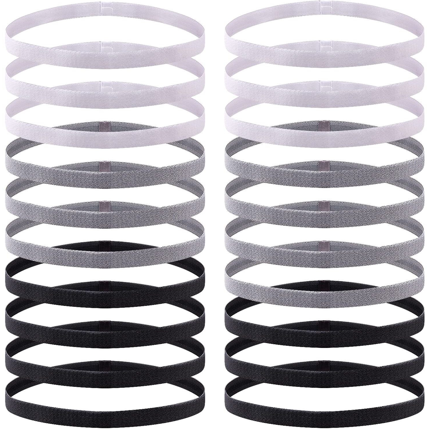 Duufin 20 Pieces Elastic Sport Headbands Non-Slip Workout Headband Thin Sweat Headband Elastic Headband For Women  Men And Girls