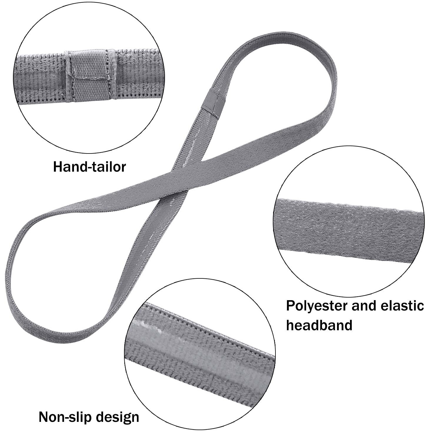 Duufin 20 Pieces Elastic Sport Headbands Non-Slip Workout Headband Thin Sweat Headband Elastic Headband For Women  Men And Girls