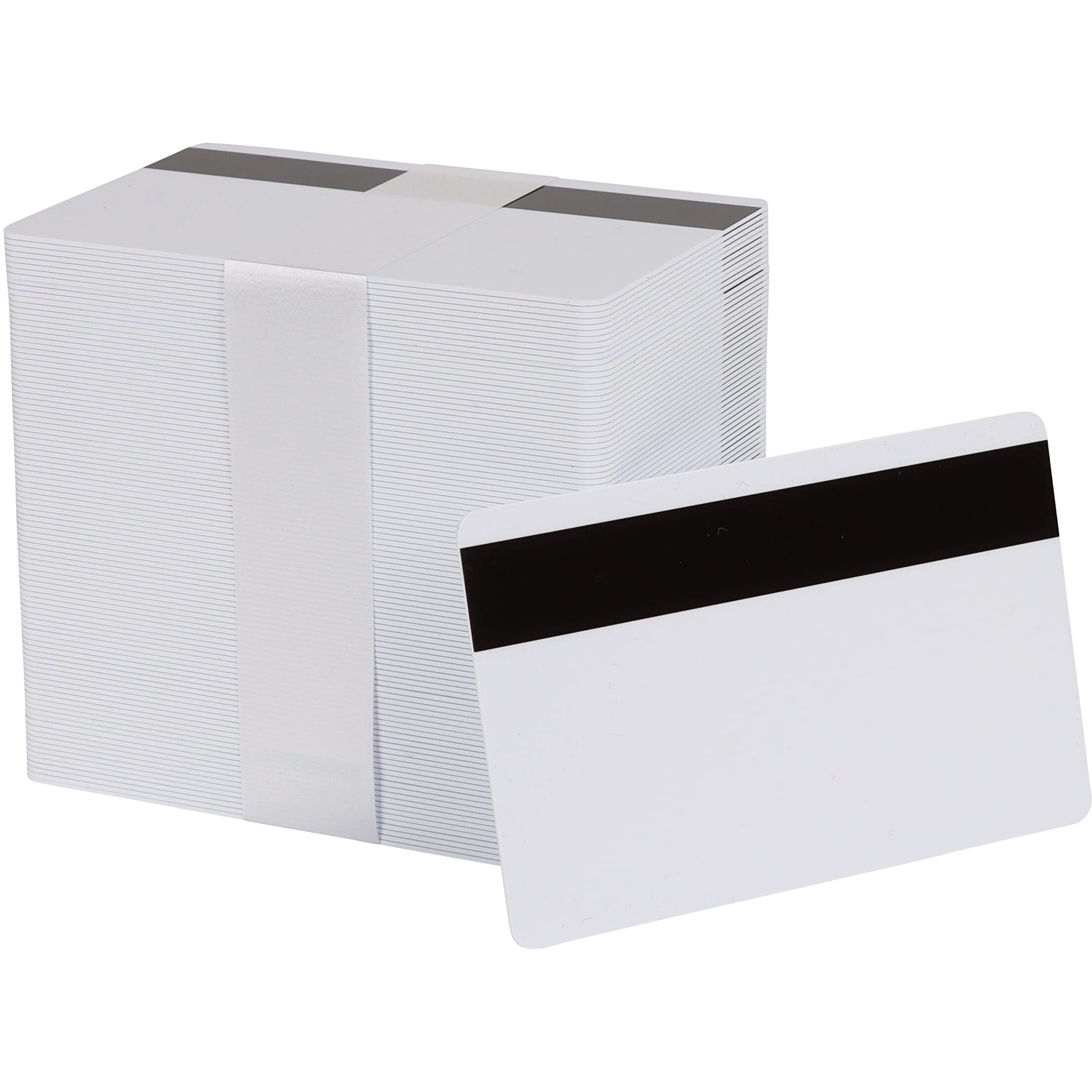 Pack Of 100 White Cr80 Pvc Cards With Hico Magnetic Stripe | 30 Mil By Easyidea - Not Encoded