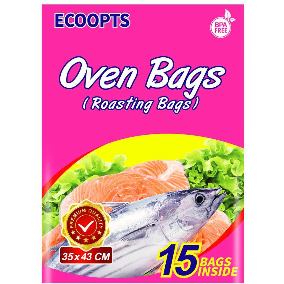 Ecoopts Oven Bags Cooking Roasting Bags For Chicken Meat Ham Seafood Vegetable - 15 Bags (13.8 X 17 In)