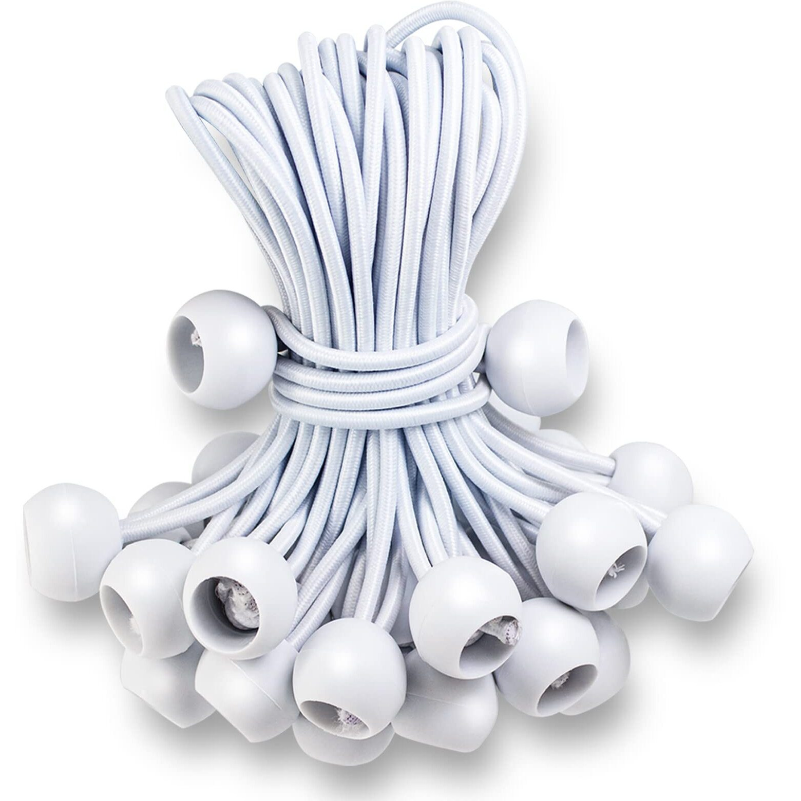 Bungee Cords With Balls 12 Inch 50 Pcs White Bungie Cord Balls Heavy Duty Tie Down Strap Cord For Camping  Shelter  Cargo Projector Screen Tent Poles With Uv Resistant