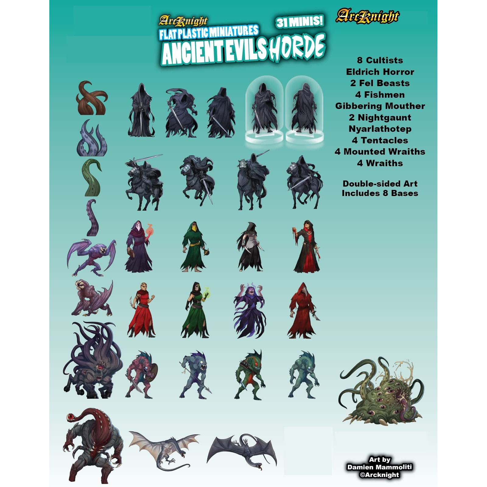 Arcknight Flat Plastic Miniatures Ancient Evils Horde 31 Unique Evil-Themed Enemy Minis For Dnd 5E And Pathfinder Affordable  Skinny Figurines For Dungeons And Dragons And Other Tabletop Rpg Games