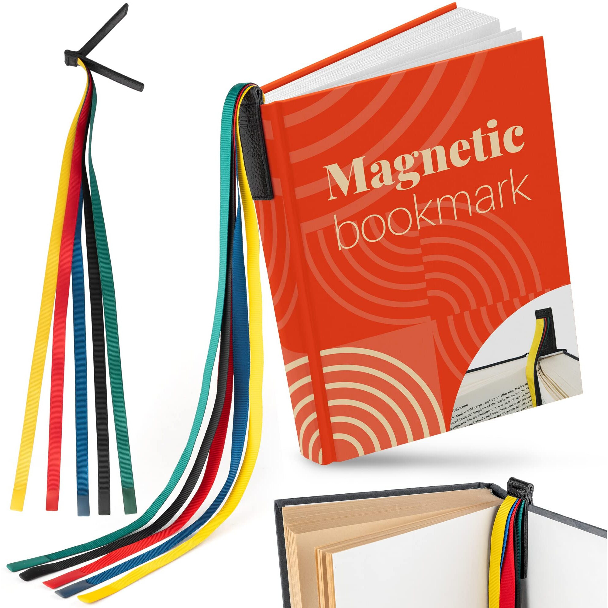Superior Essentials Magnetic Bible Bookmark - Genuine Leather  Attachable Bible Ribbon Bookmarks For Book Lovers With 5 Colorful Strings - No More Flipping Through Pages Using Our Bible Page Markers