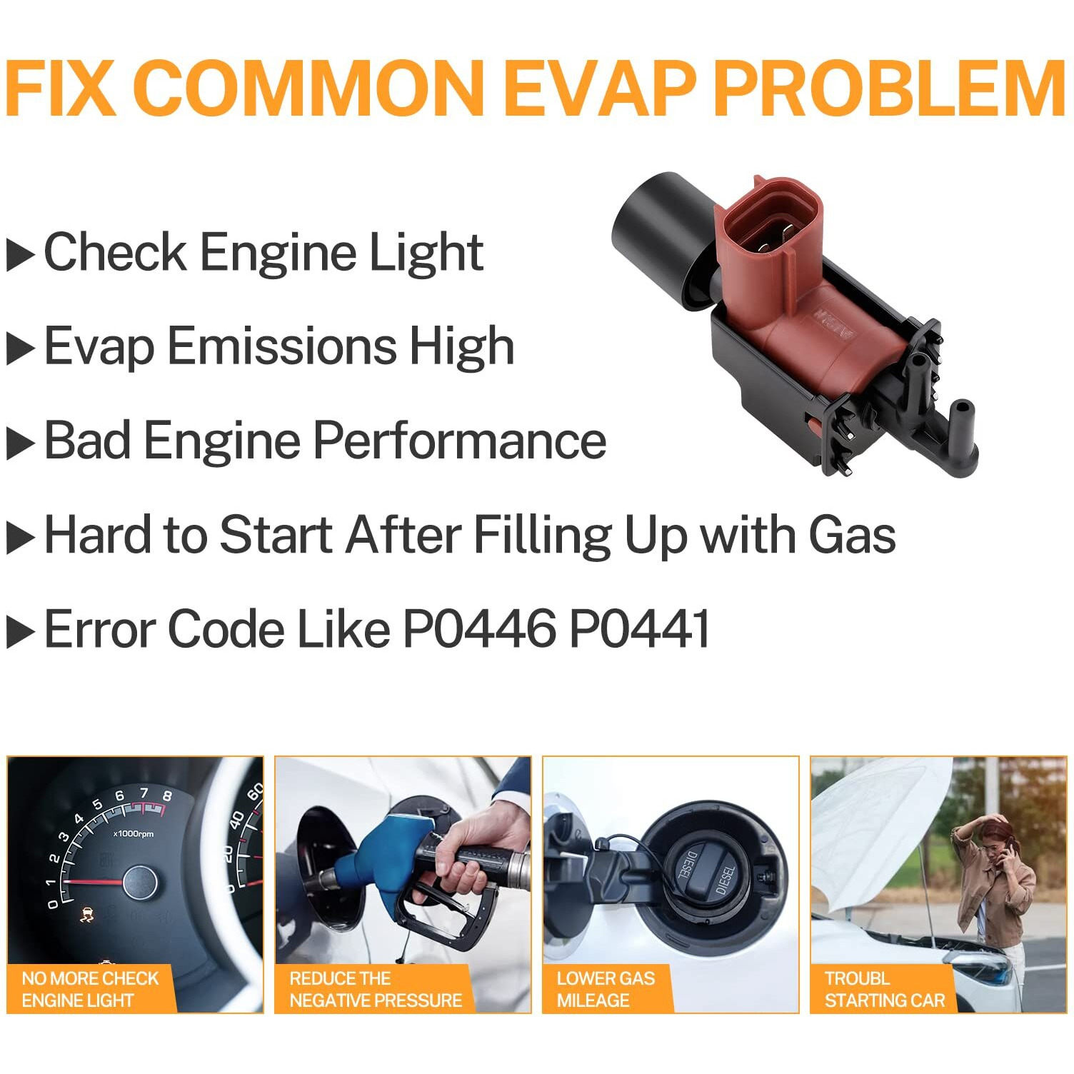 25860-62010 Toyota Vacuum Switching Valve Solenoid Vsv Replacement For 1992-2007 Toyota Camry Sienna Avalon Highlander Solora 92-06 Lexus Es Rx 300 330 3.0 3.3L Replace 911-612 Egr Vacuum Switch Valve