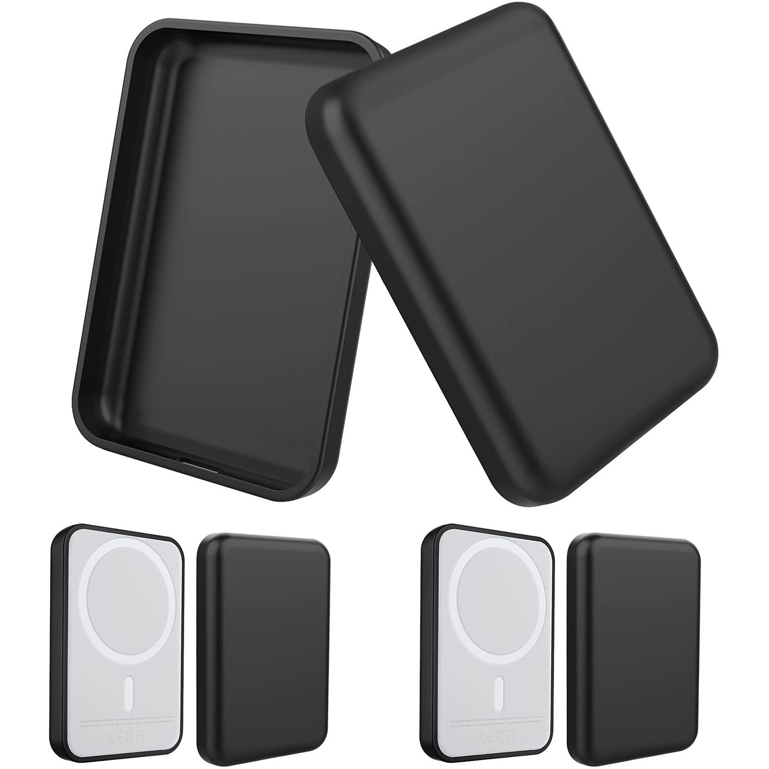 Ghijkl 2 Pack Case Compatible With Magsafe Battery Pack  Ultra-Thin Tpu Shockproof Case Slim Scratch Resistant Cover Protective Bumper Shell For Magsafe Battery Pack  Black/Black
