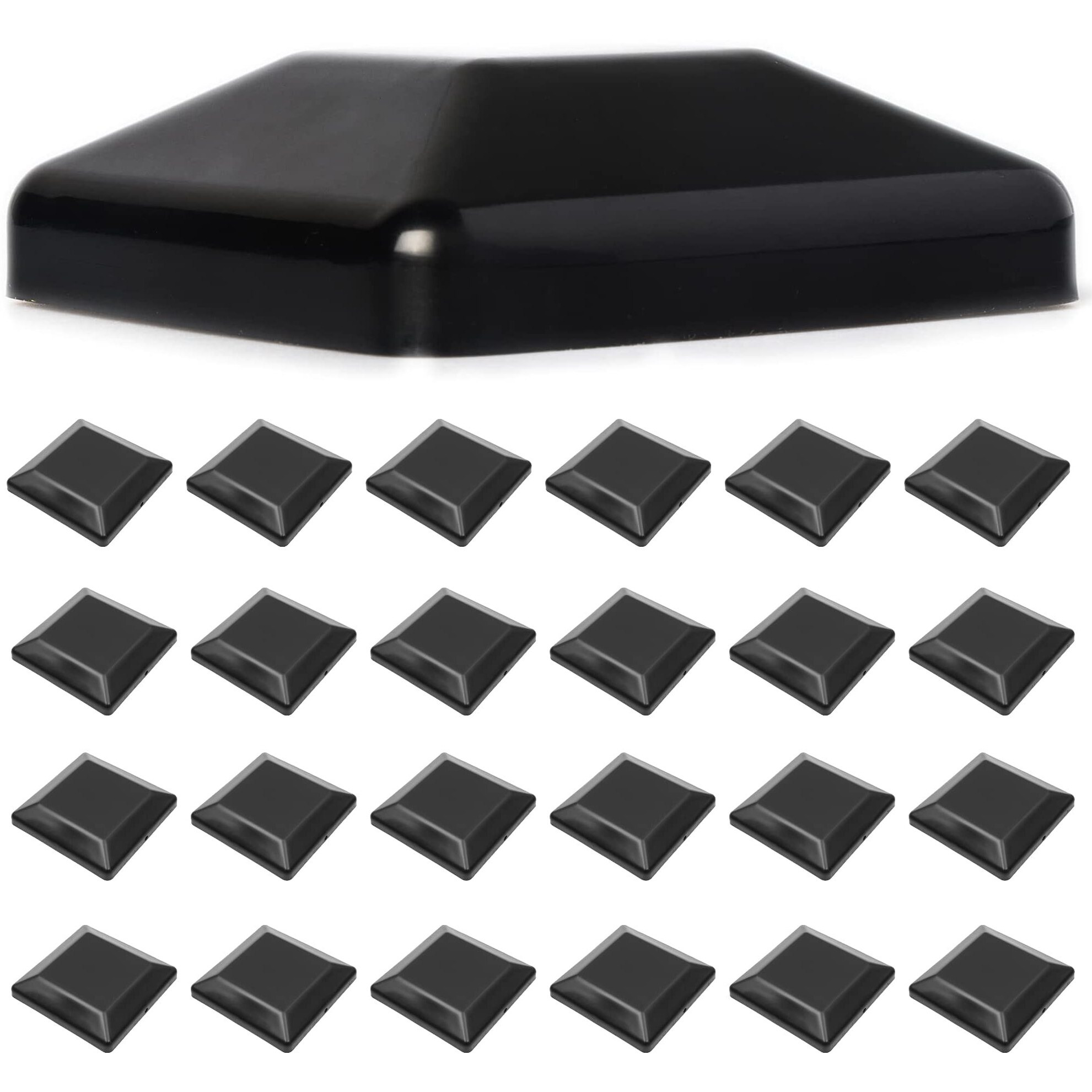 Tongass (24-Pack) True I.D. 6X6"" Fence Post Caps - Made From Black Durable Plastic - Protect Wooden Fence Poles Outdoor In Low Profile