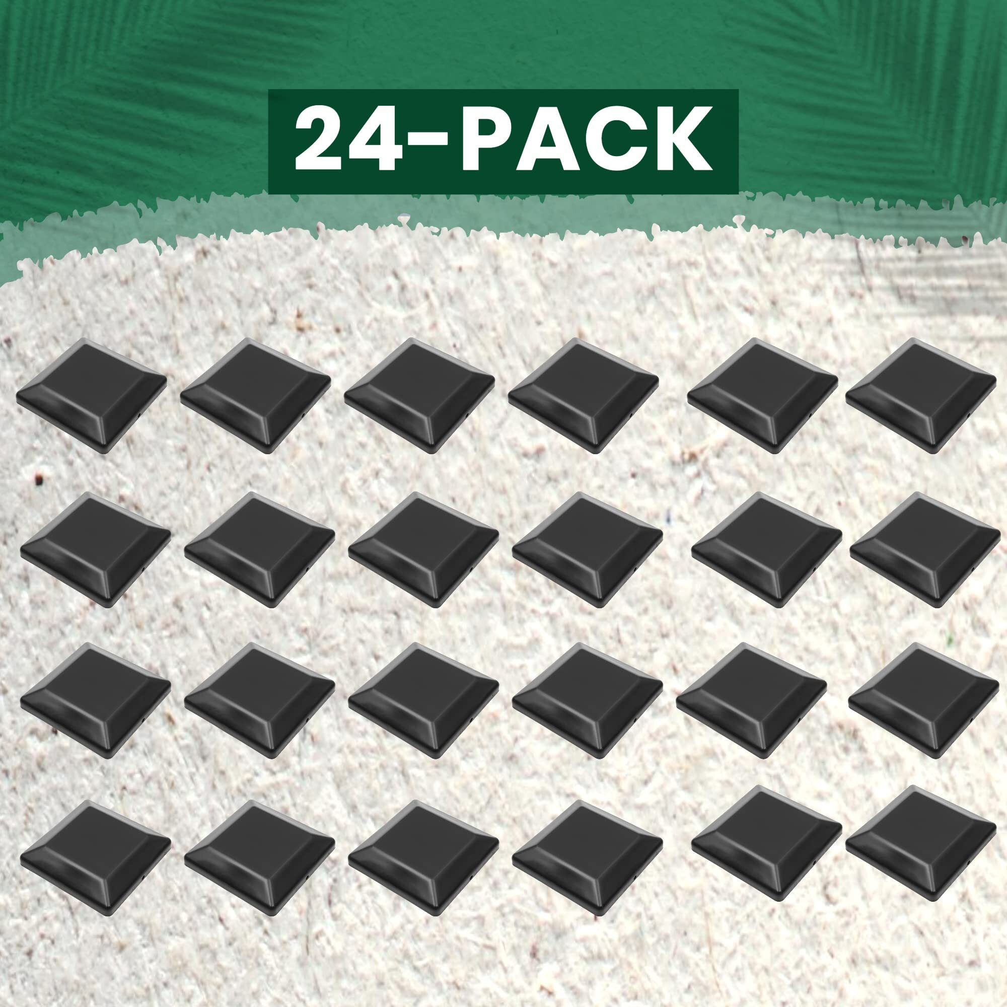 Tongass (24-Pack) True I.D. 6X6"" Fence Post Caps - Made From Black Durable Plastic - Protect Wooden Fence Poles Outdoor In Low Profile