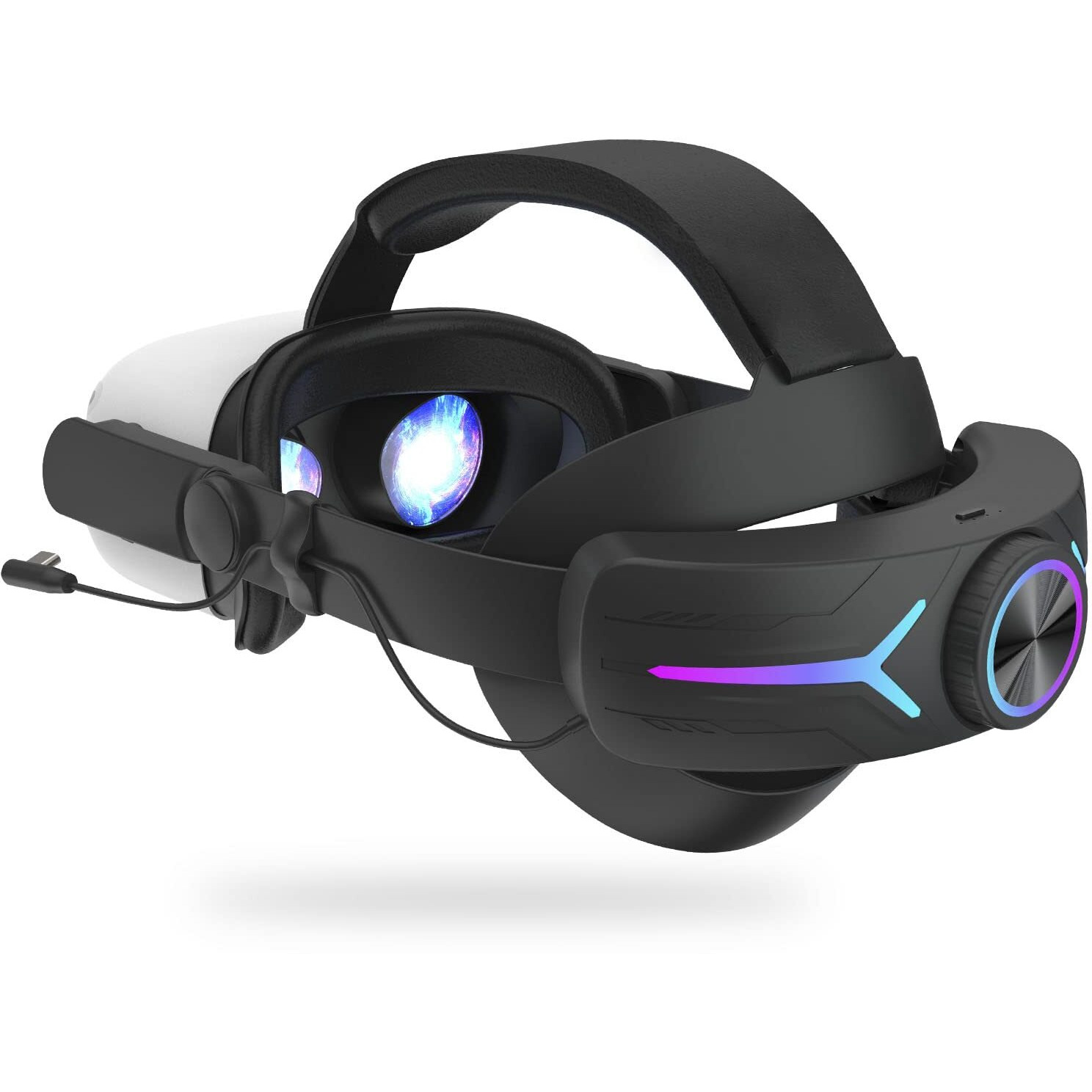 Head Strap Battery Pack For Oculus Quest 2  Replacement Elite Strap 8000Mah Rechargeable Battery Pc Accessories  Adjustable Headset With Led Backlight For Meta Vr By Jymegovr (Black)