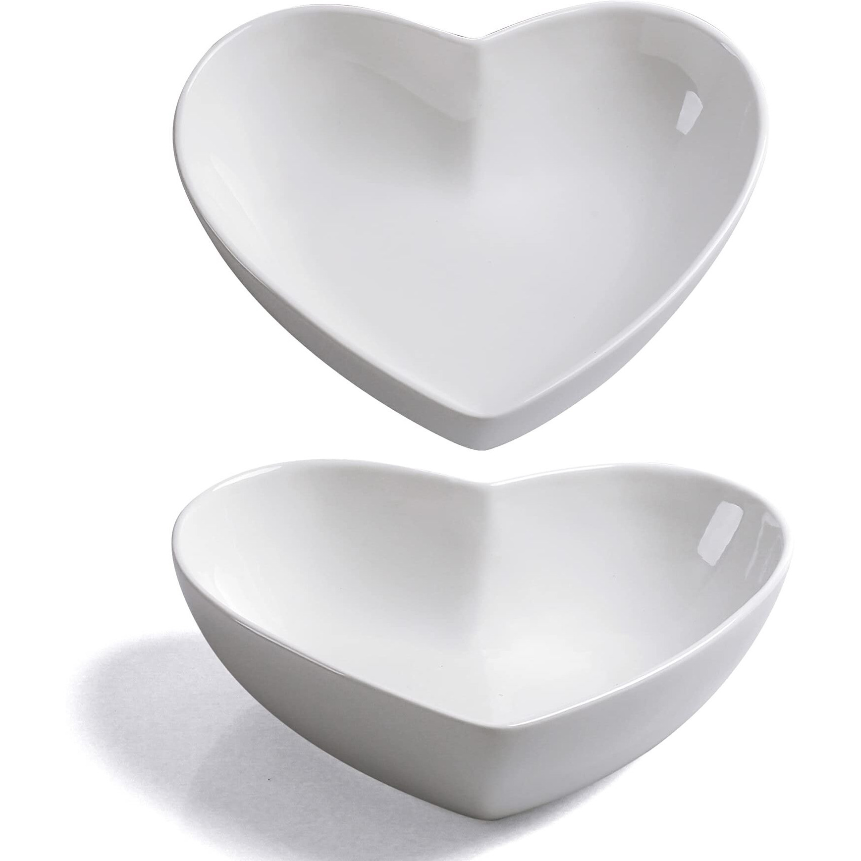 Keponbee Heart Bowls Porcelain 2 Pcs White Heart-Shaped Bowl Dessert Bowls/Salad Bowl 7 Inch  20 Oz